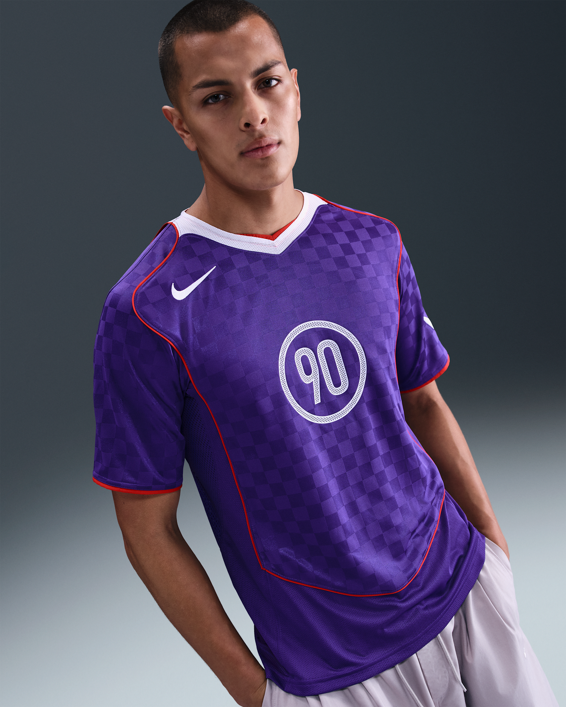 Nike Total 90 Men's Dri-FIT Short-Sleeve Football Top - Court Purple/White/Gym Red/White