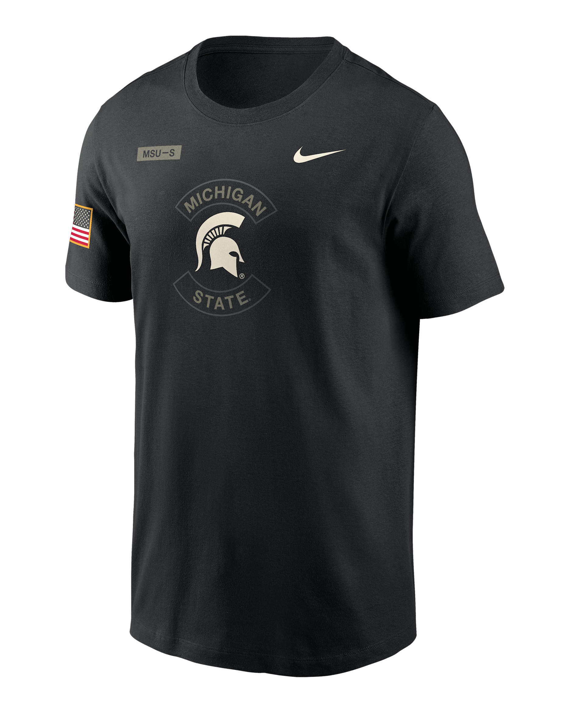 Playera universitaria Nike Dri-FIT para hombre Michigan State Military Appreciation - Negro
