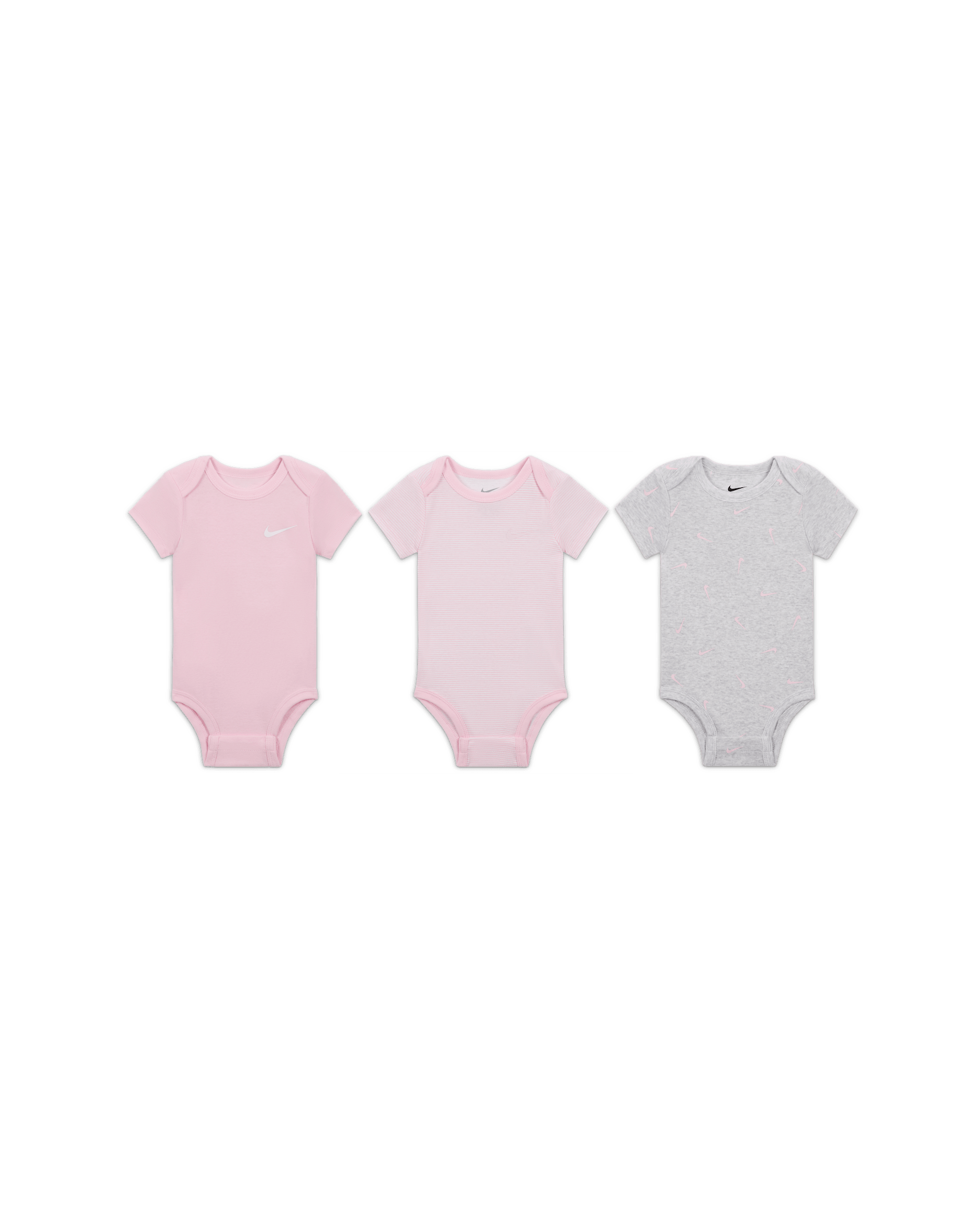 Nike E1D1 Baby (0-9M) Mix and Match Bodysuits (3-Pack) - Birch Heather/Birch Heather