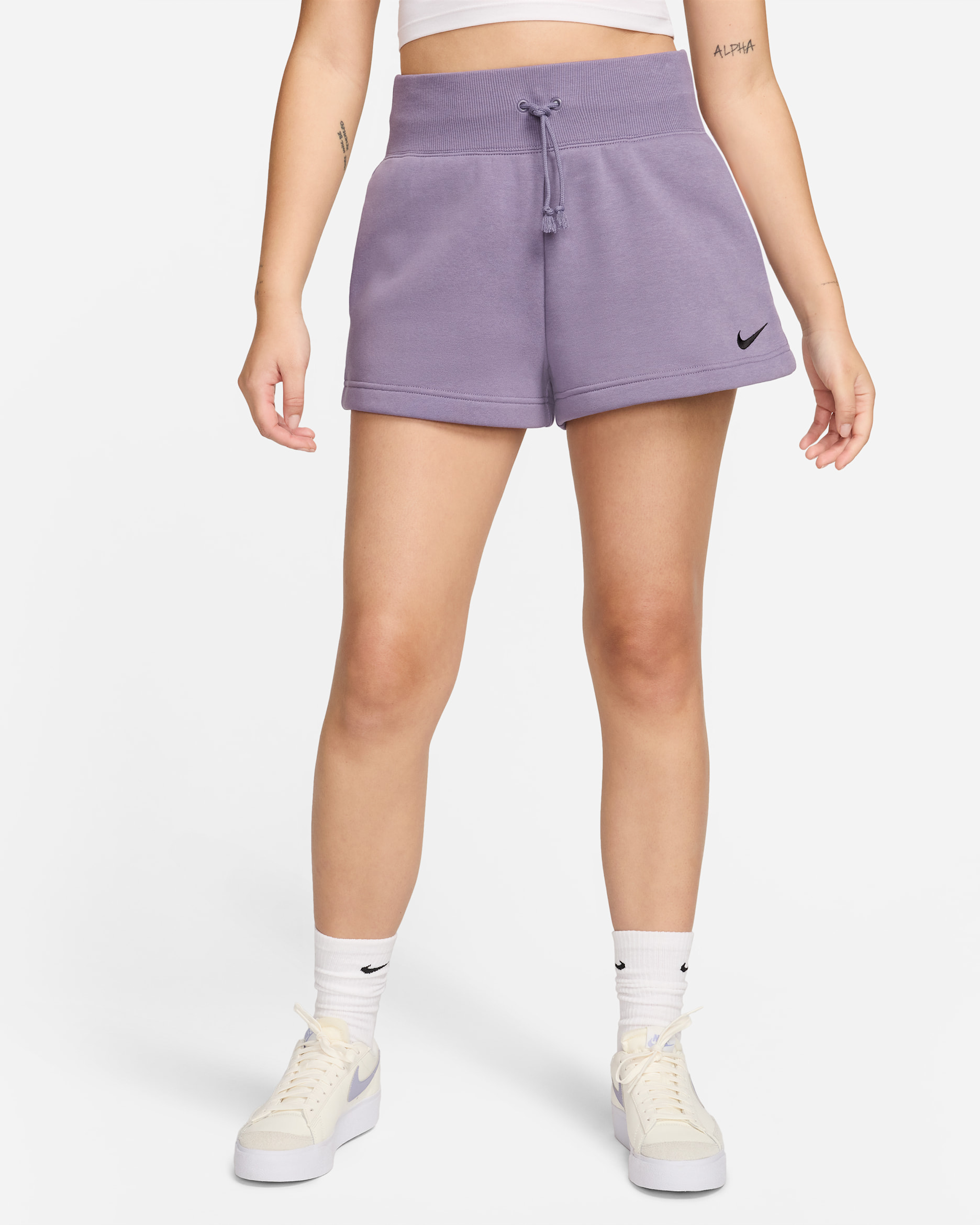Shorts de ajuste holgado y tiro alto para mujer Nike Sportswear Phoenix Fleece - Alba/Negro