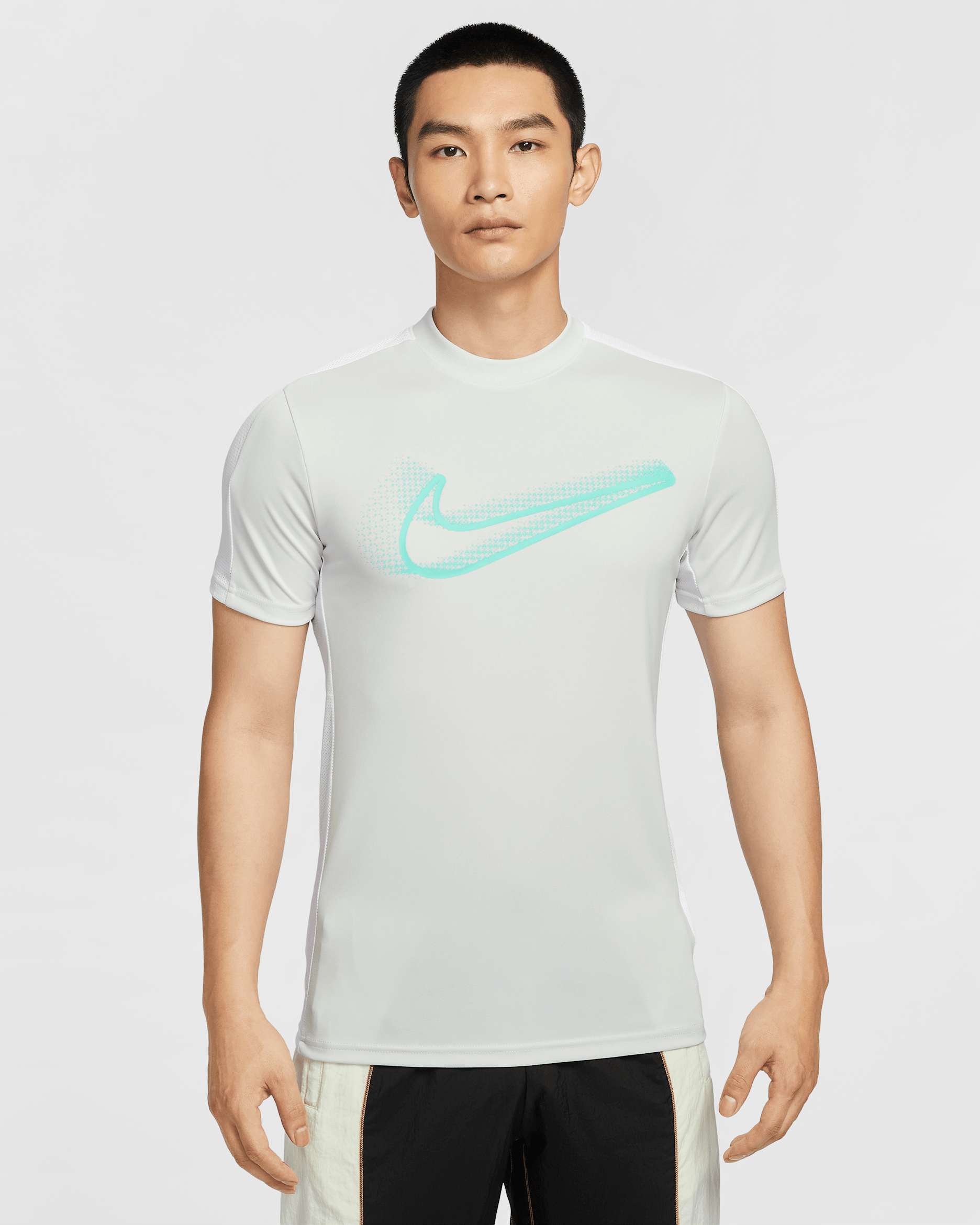 Nike Academy Men's Dri-FIT Short-Sleeve Football Top - Photon Dust/White/Dynamic Turquoise