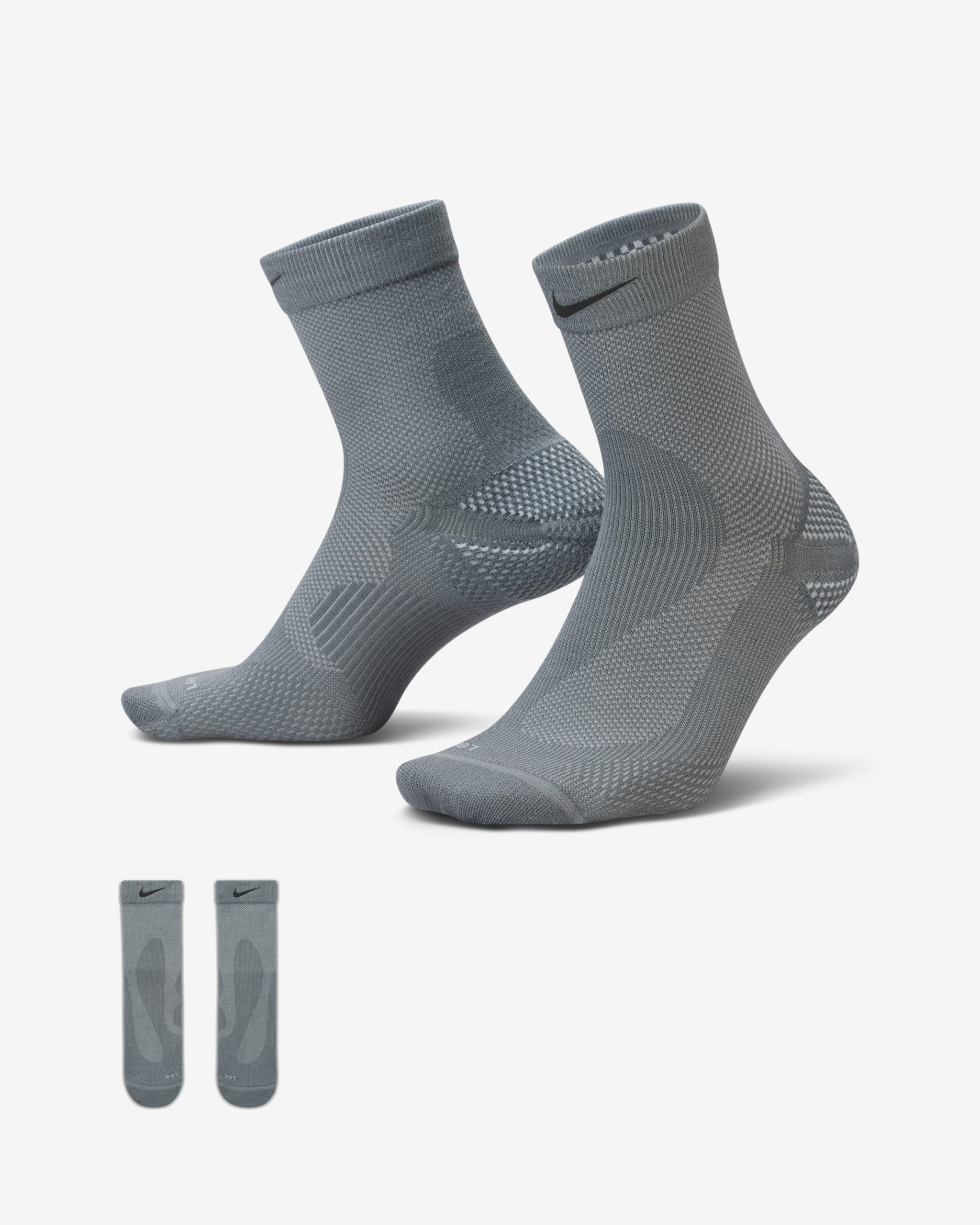 Nike Running Wool Micro Crew Socks (1 Pair) - Smoke Grey/Light Smoke Grey