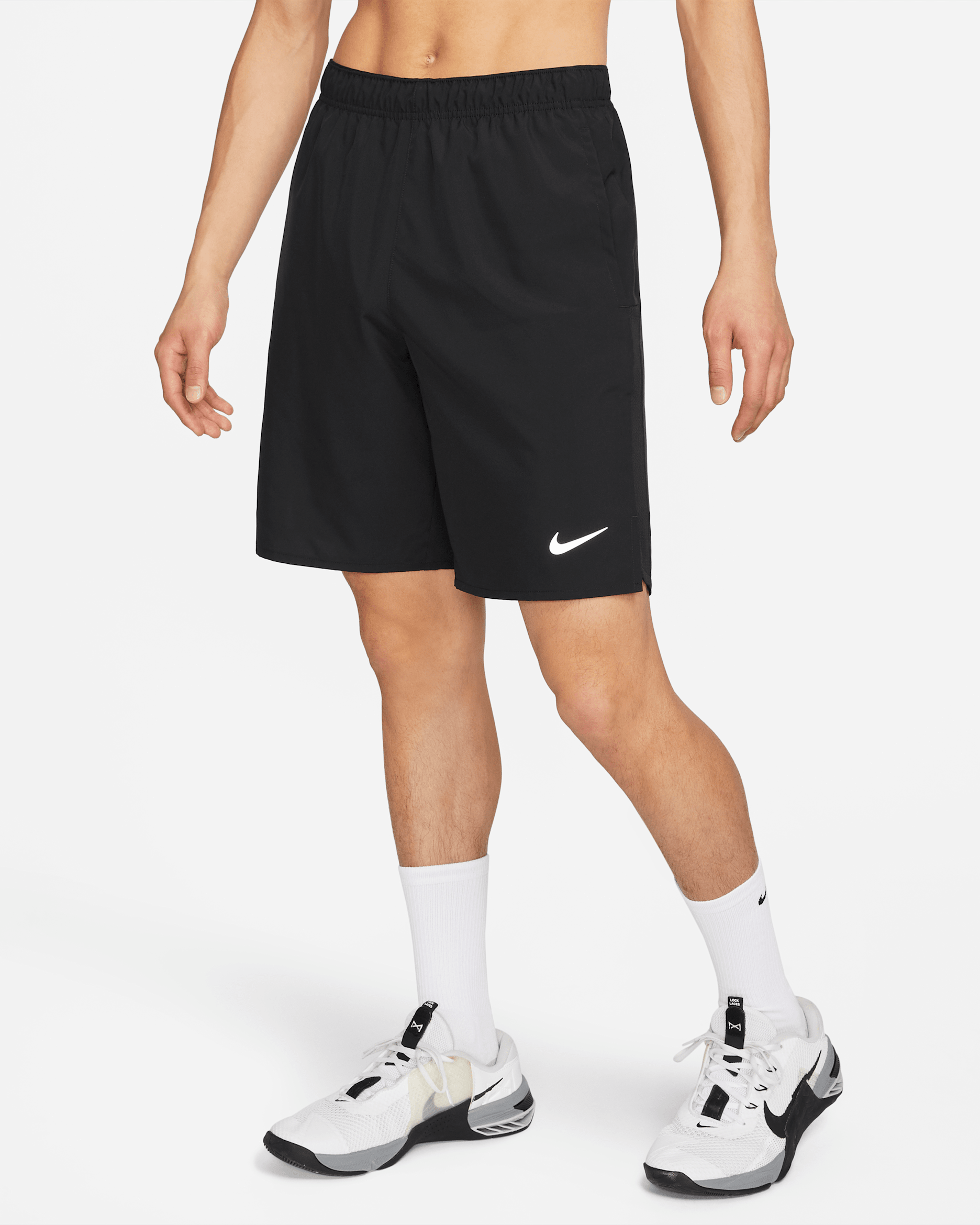 Nike Dri-FIT Challenger 男款 9" 無襯裡多功能短褲 - 黑色/黑色/黑色