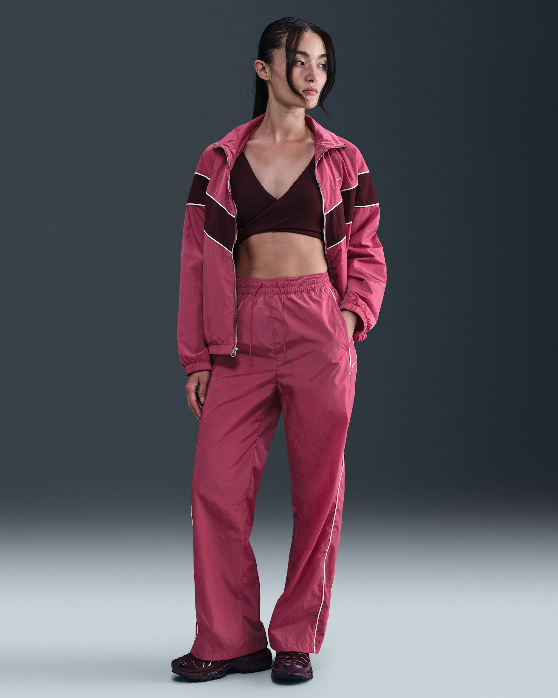 ナイキ ウィンドランナー ウィメンズ ハイウエスト ウーブン オープンヘム パンツ - スイートビート/セイル/セイル