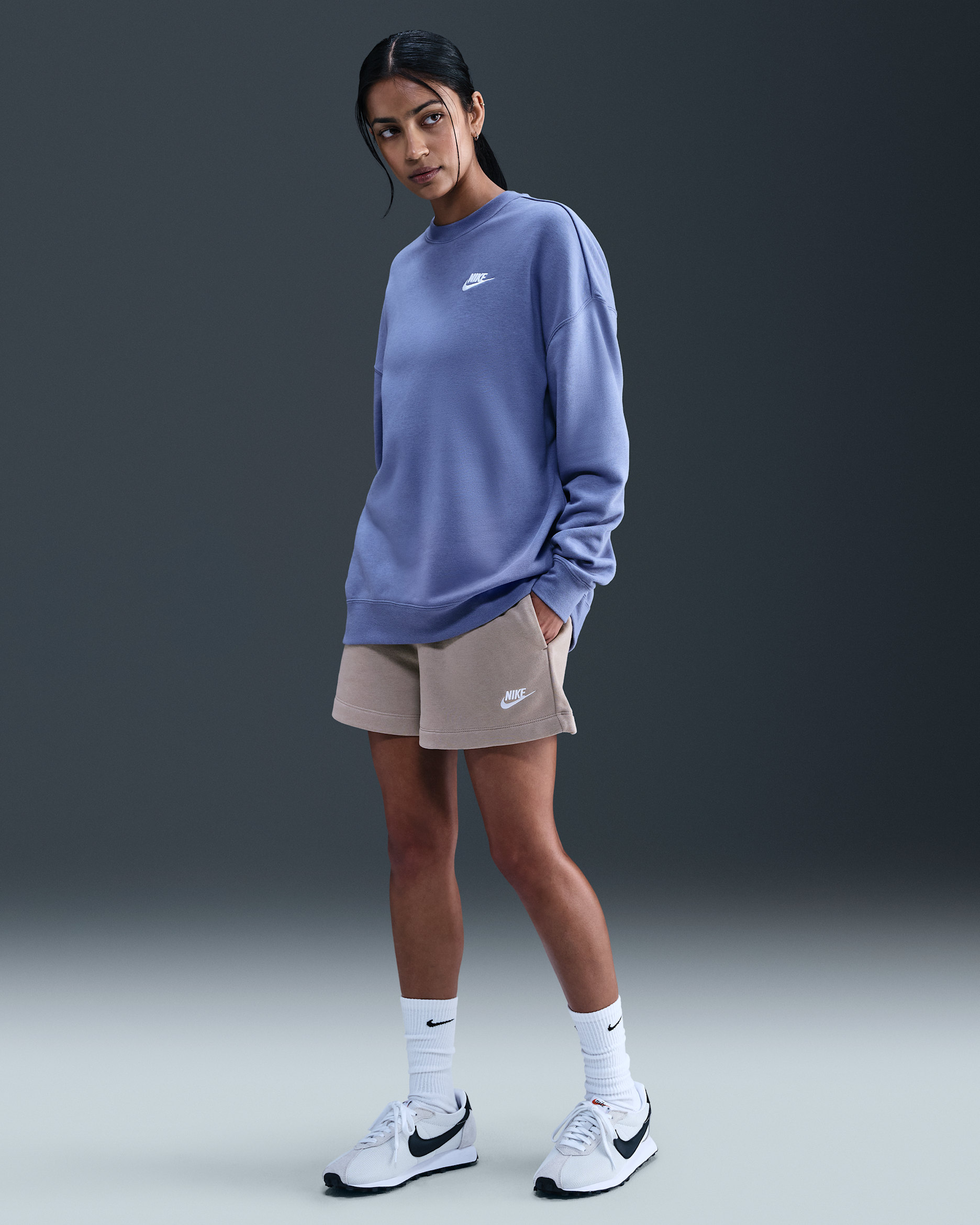 Nike Sportswear Club Fleece Women's Mid-Rise Shorts - Malt/White