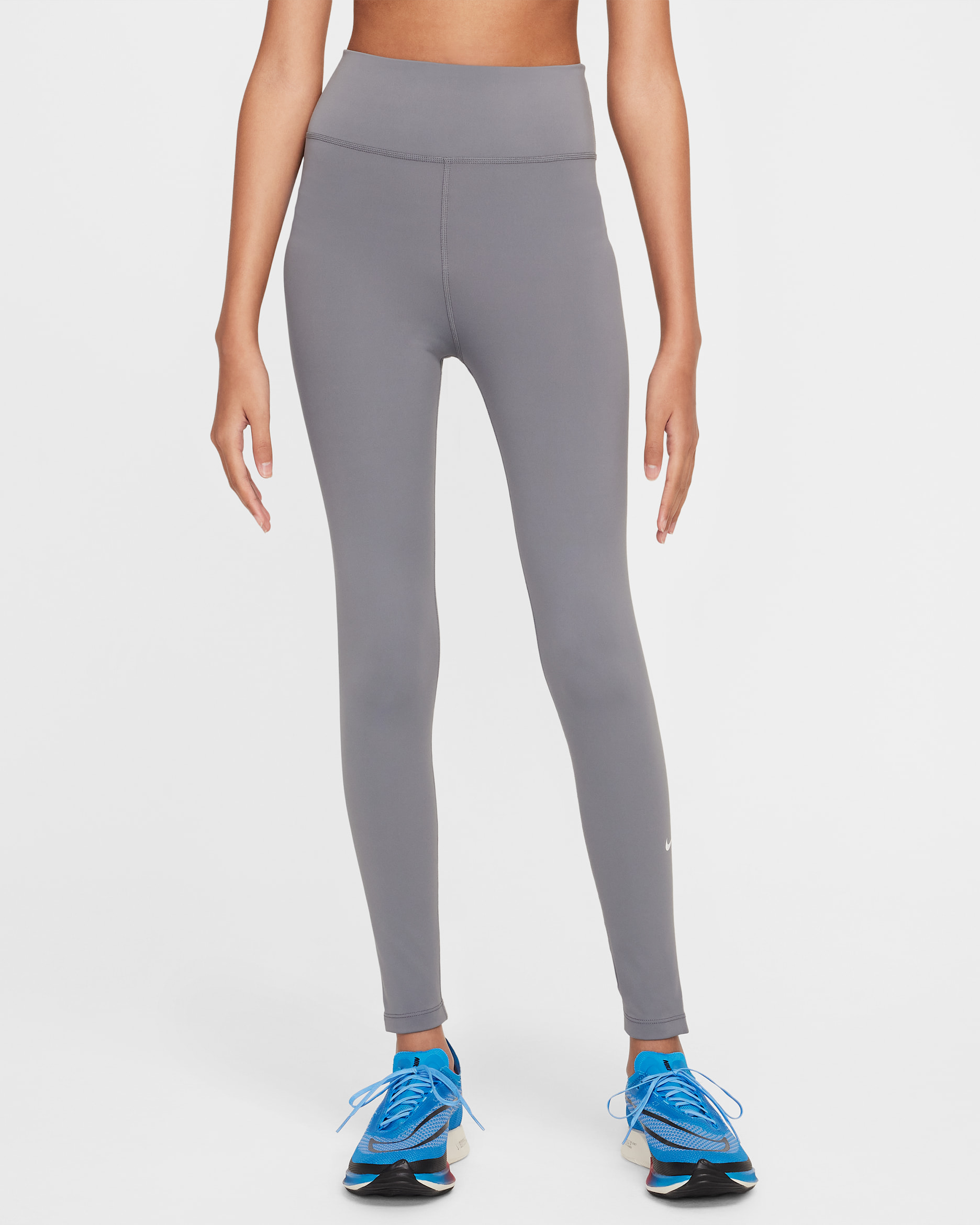 Leggings Dri-FIT de tiro alto para niña talla grande Nike One - Gris humo/Blanco