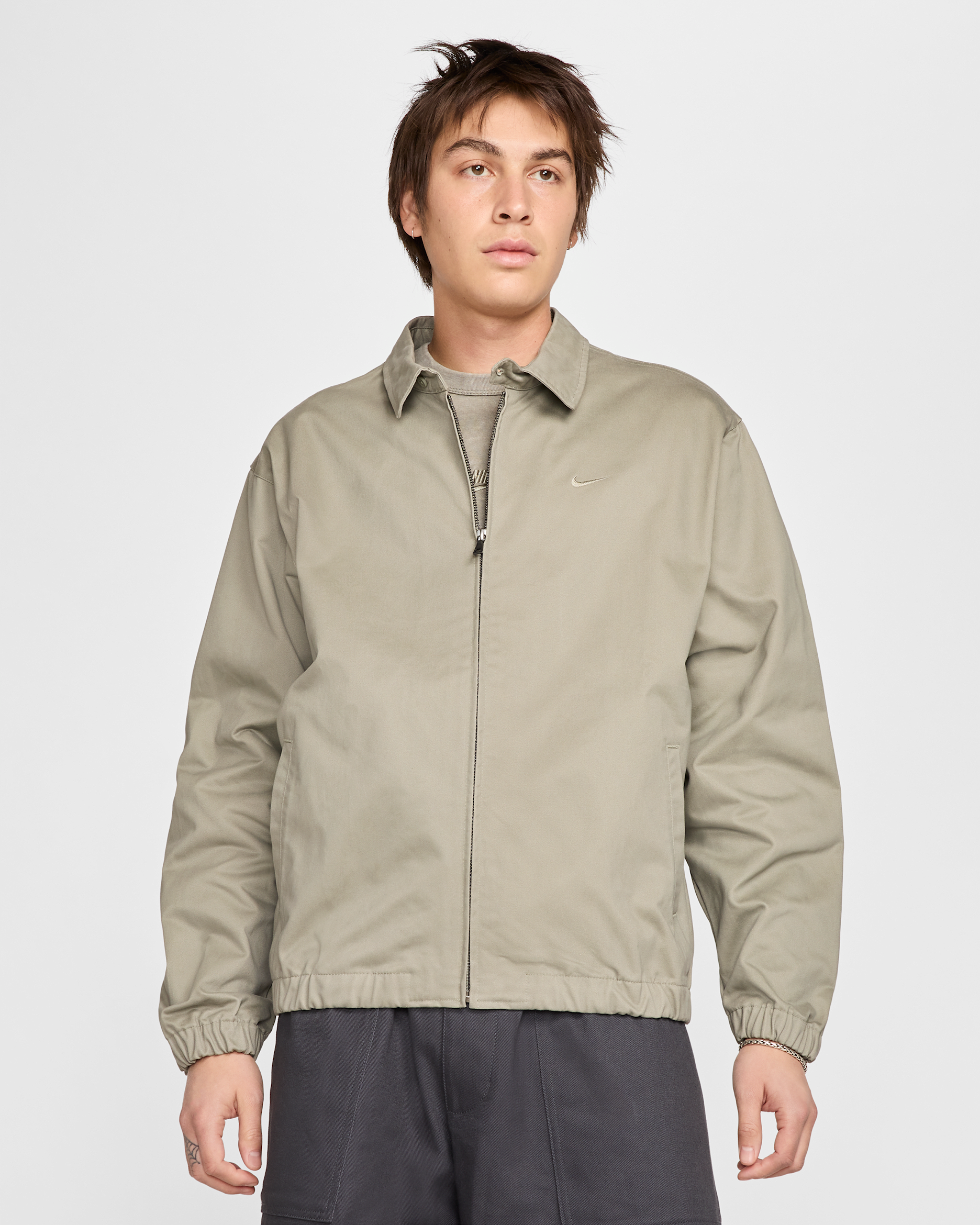 Nike Life Men's Woven Harrington Jacket - Light Army/Light Army