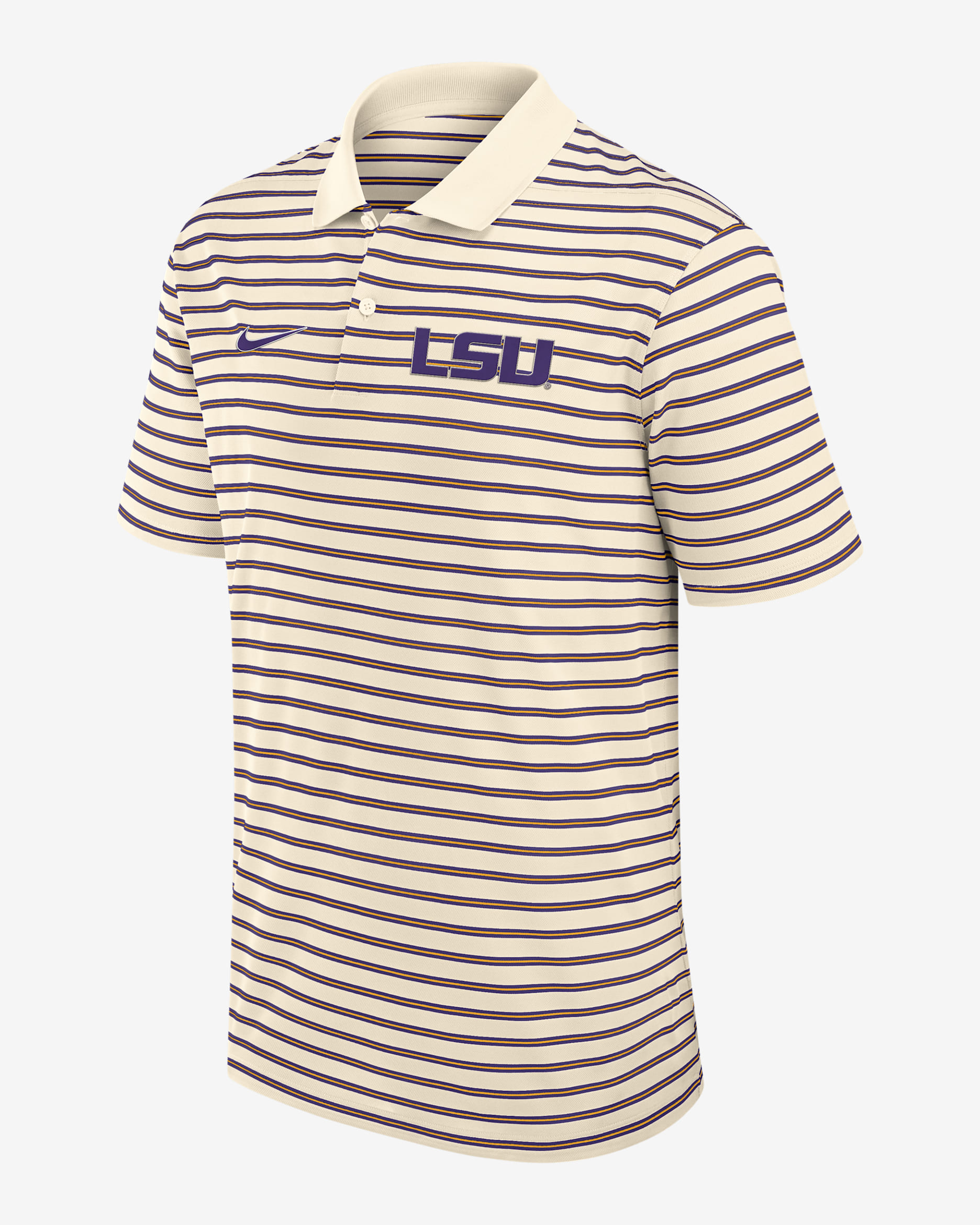 LSU Striped Men's Nike Dri-FIT College Polo - Tan/Beige