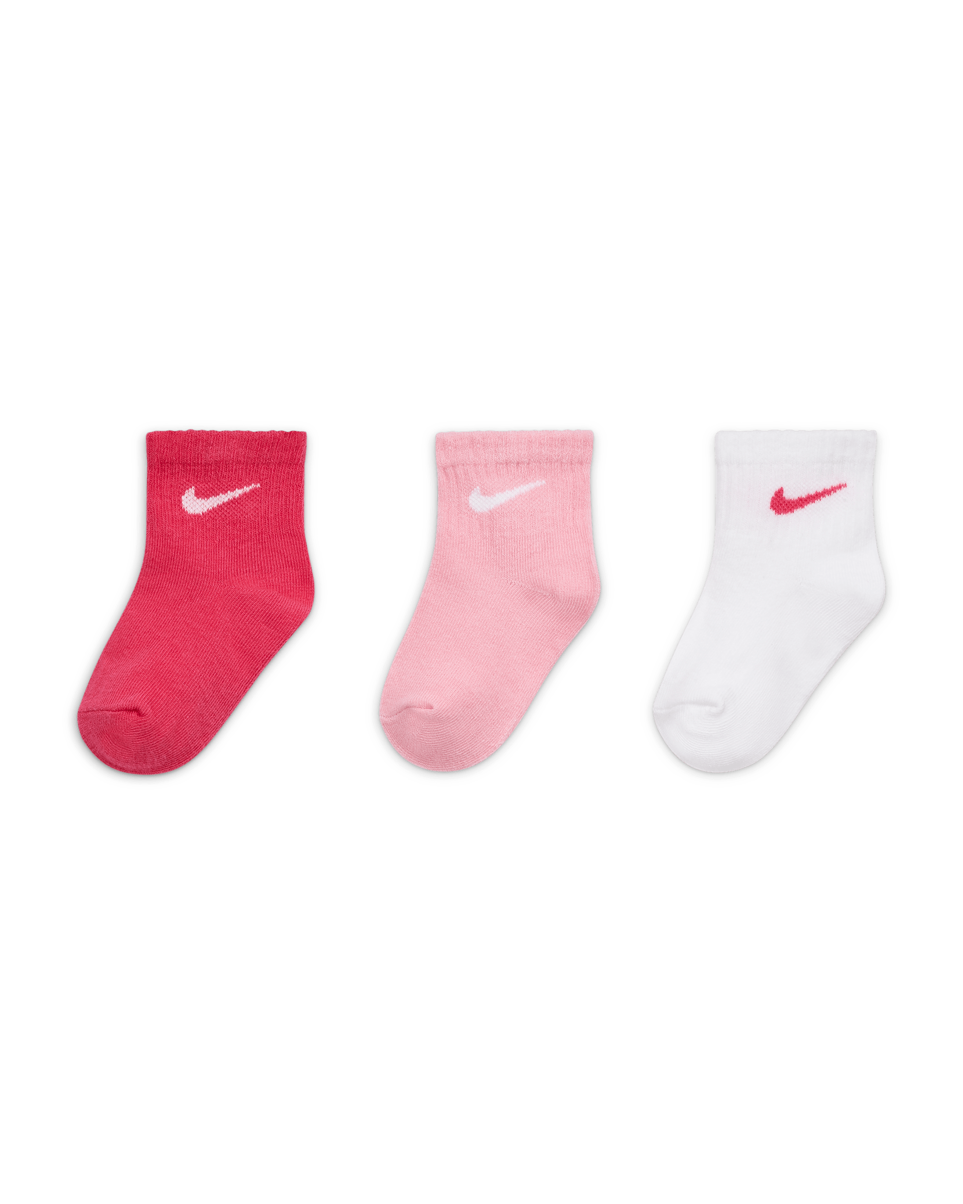 Meias antiderrapantes pelo tornozelo Swoosh Nike para bebé (3 pares) - Multicolor/Rosa Hyper