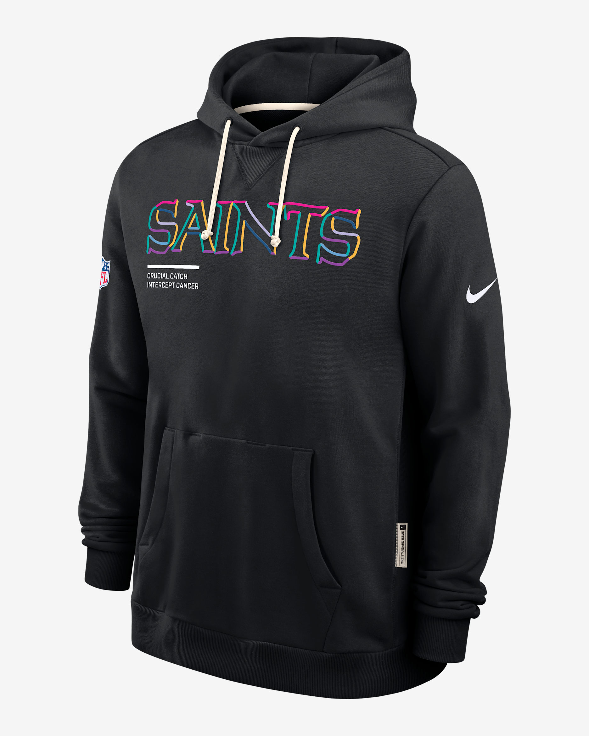 New Orleans Saints Crucial Catch Sideline Men's Nike Dri-FIT NFL Pullover Hoodie - Black