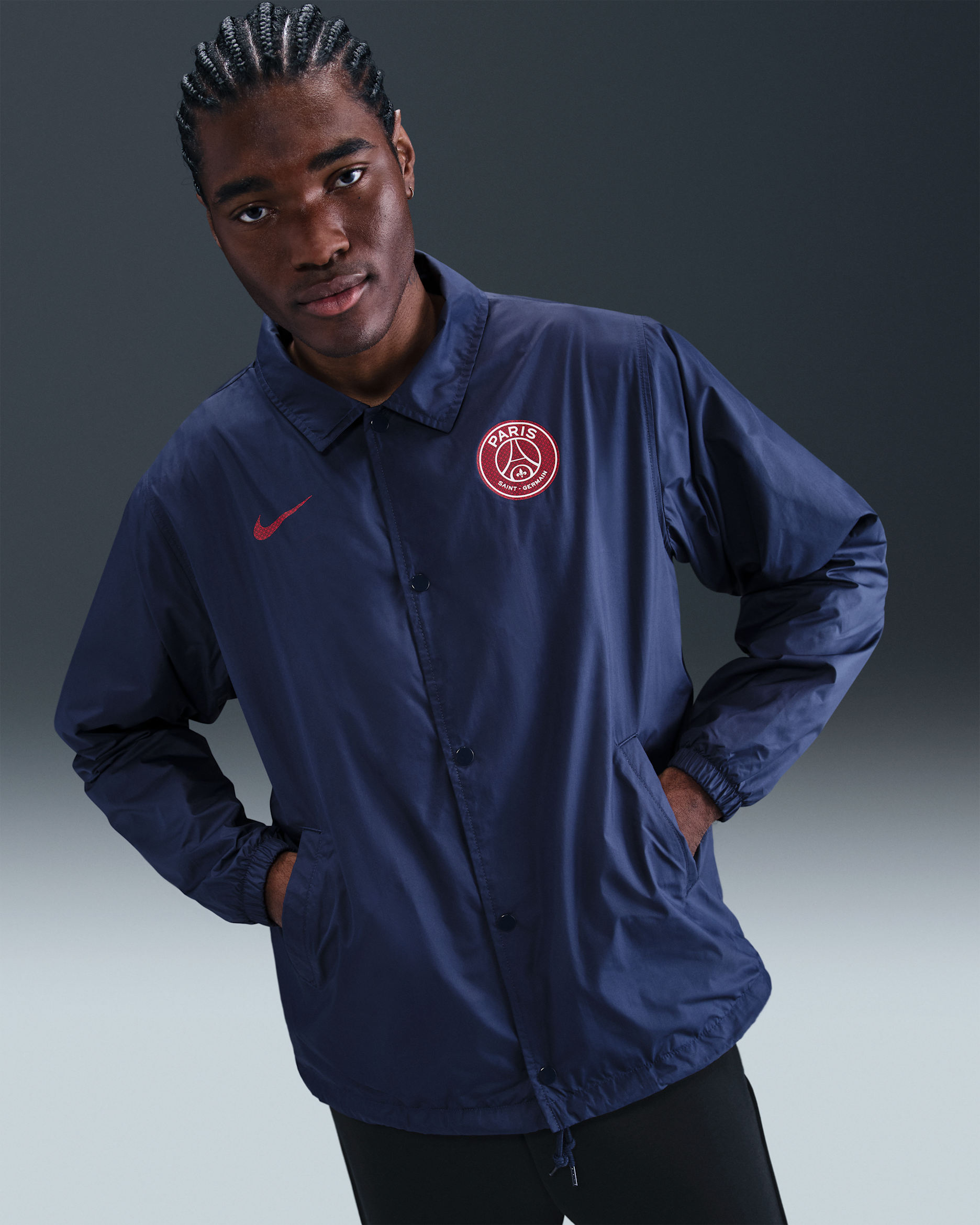 Paris Saint-Germain Club Men's Nike Football Coaches' Jacket - Midnight Navy