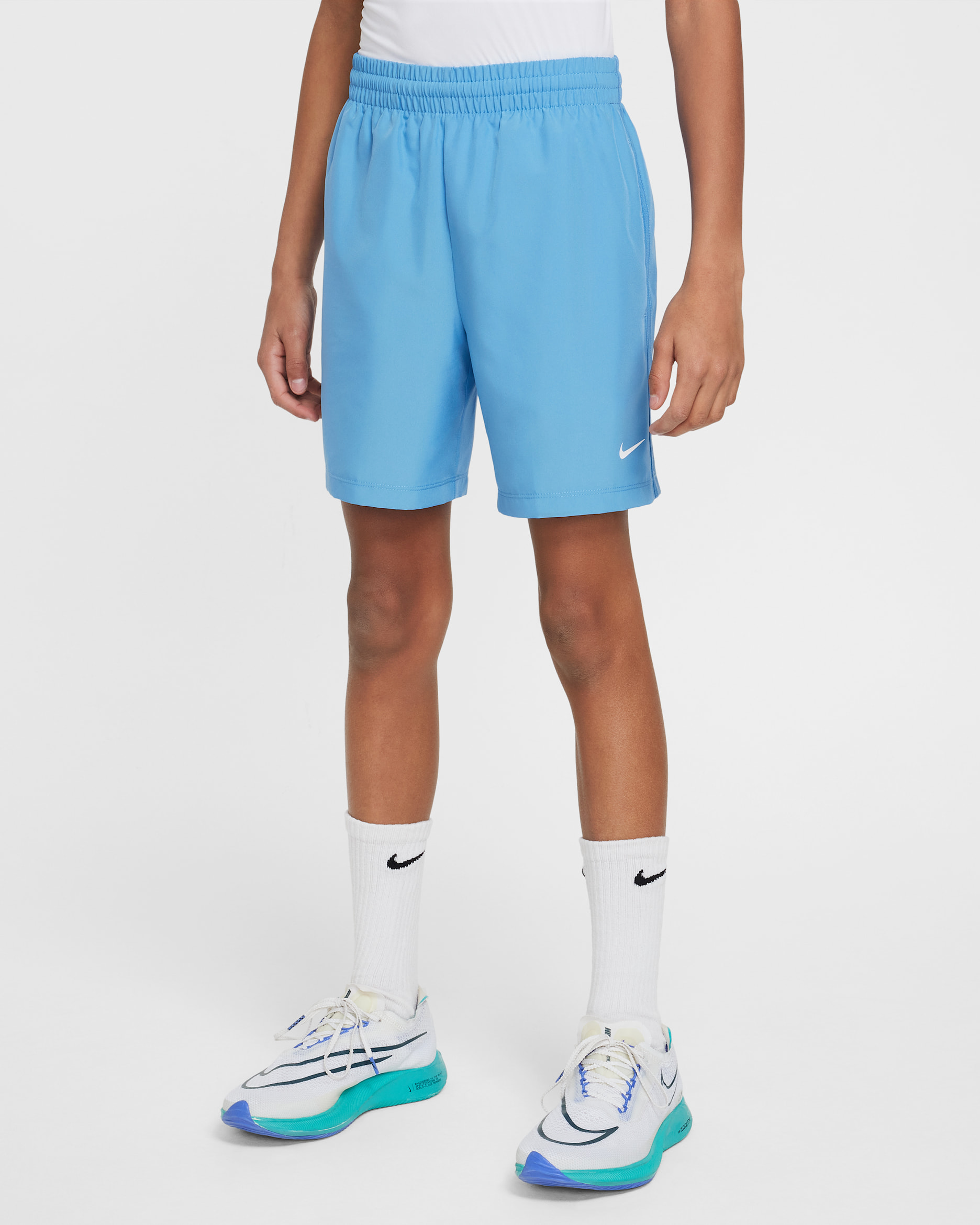 กางเกงเทรนนิ่งขาสั้น Dri-FIT เด็กโต Nike Multi - Blue Beyond/ขาว