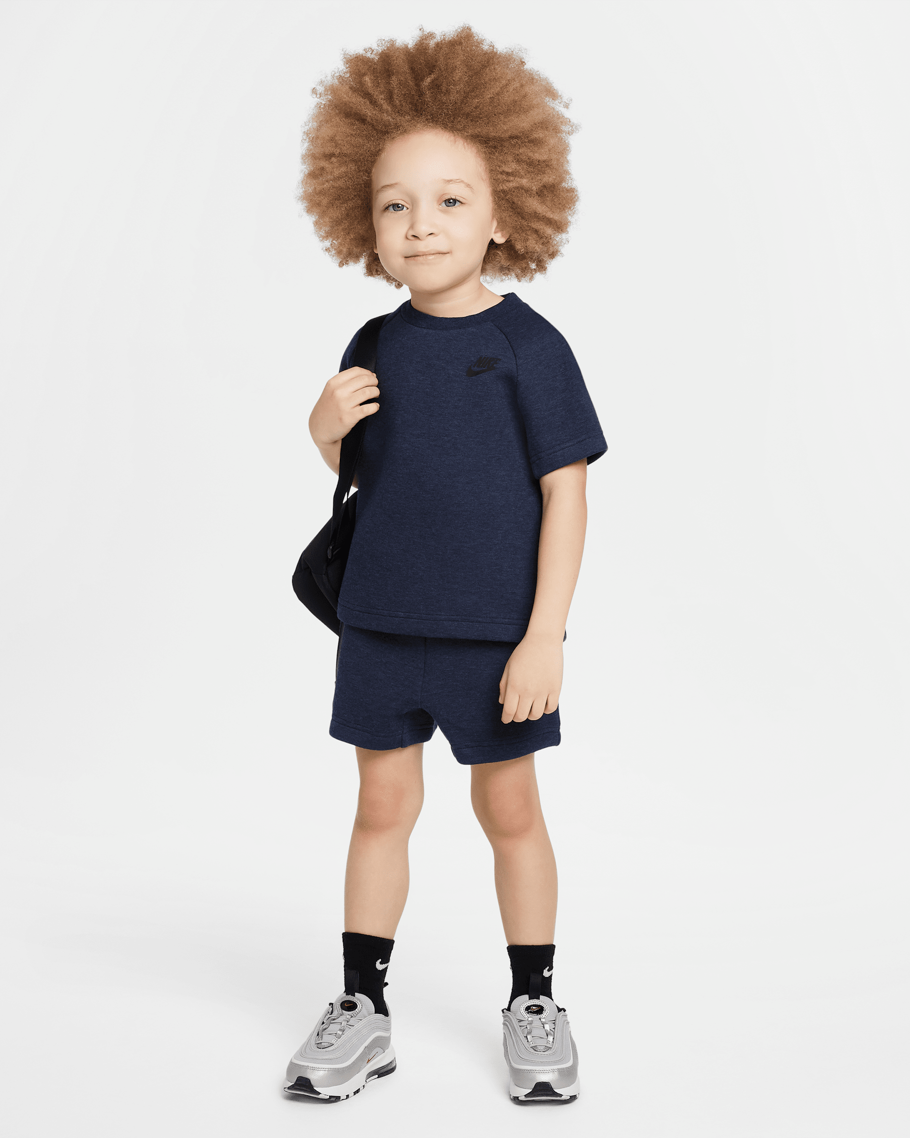 Nike Toddler Tech Fleece Tee and Shorts Set - Obsidian Heather