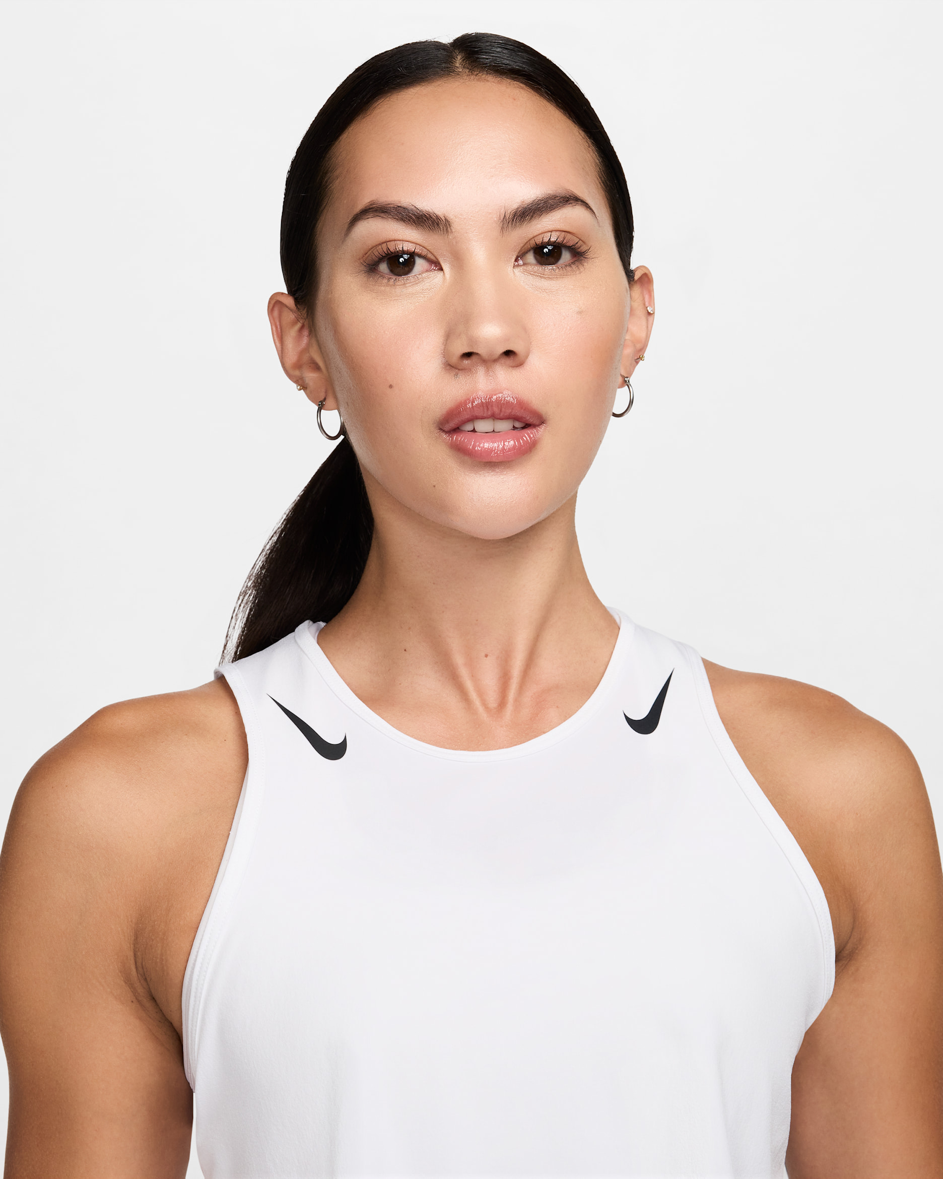 Nike AeroSwift Women's Dri-FIT ADV Cropped Running Tank Top - White/Black