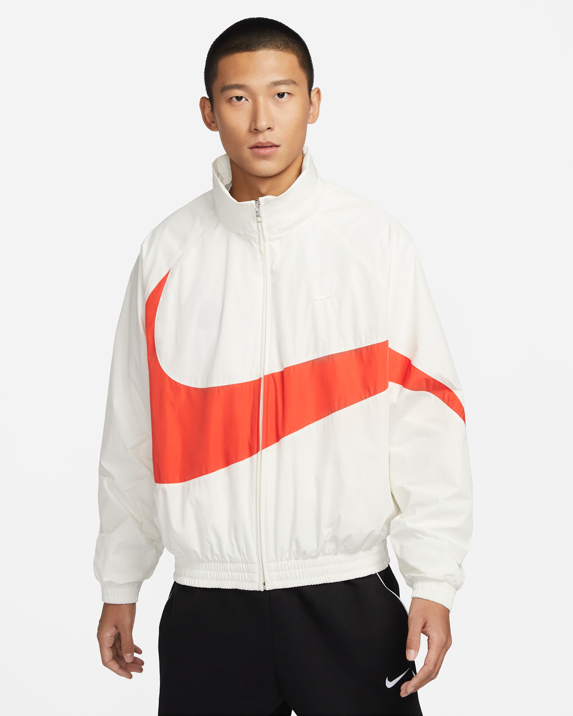 Nike Swoosh Men's Woven Jacket - Sail/Picante Red/Sail