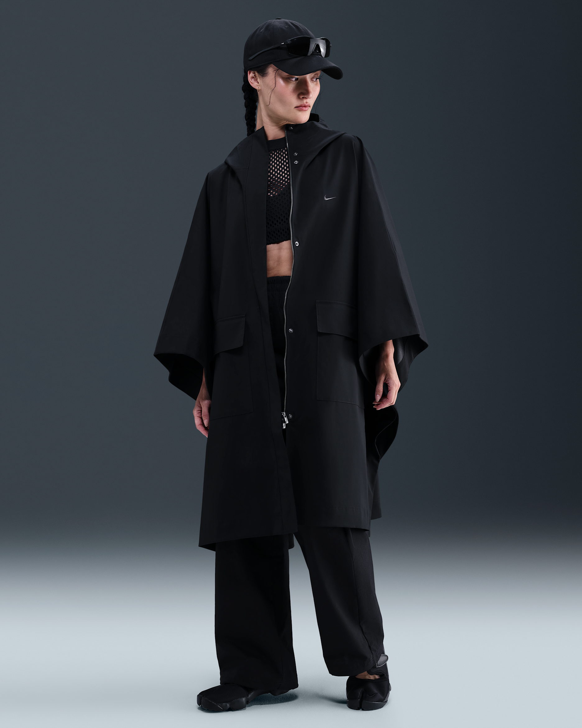 ナイキ スポーツウェア ウィメンズ テイラード レインポンチョ - ブラック/アンスラサイト