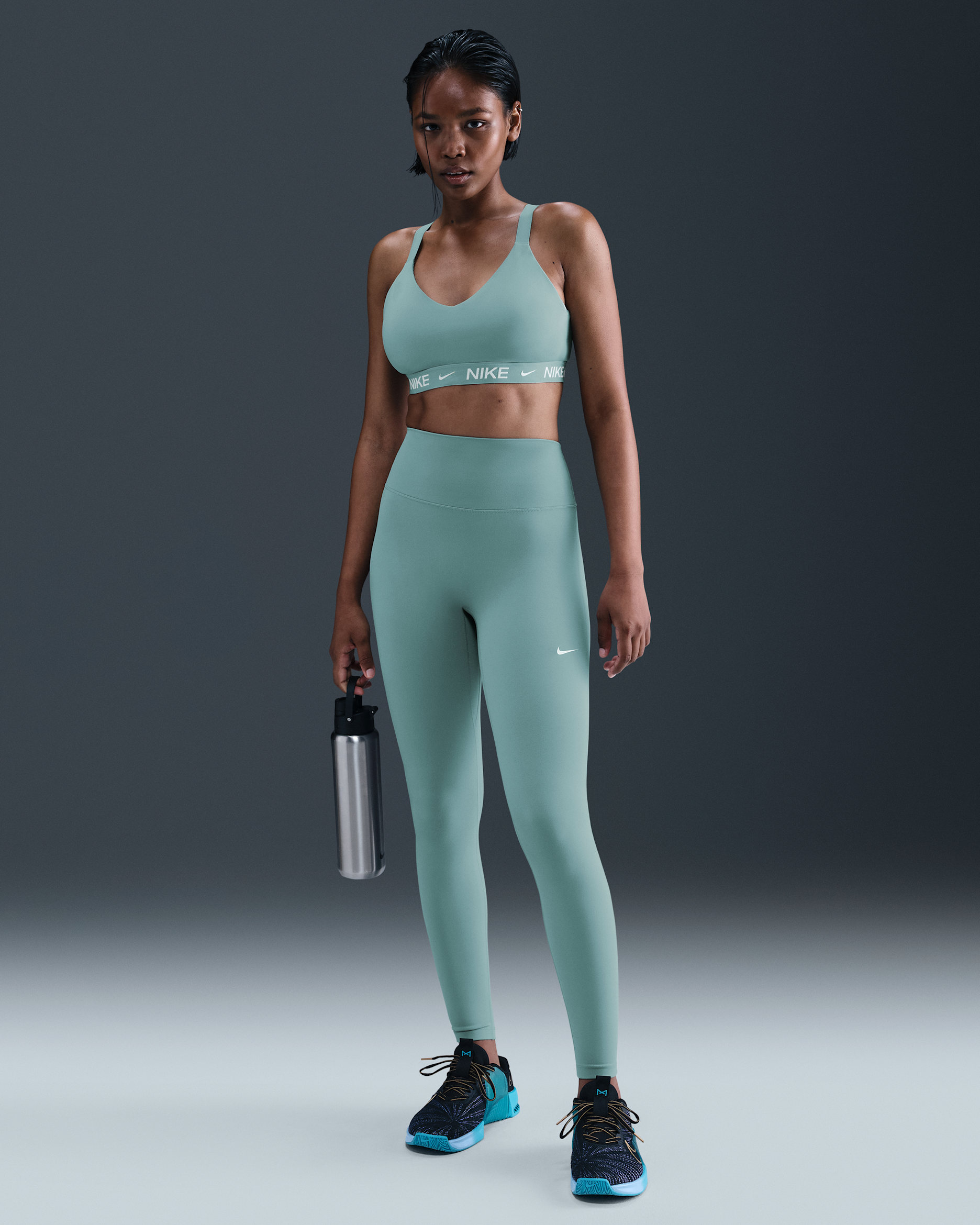 Nike One Seamless Front Yüksek Belli Tam Boy Kadın Taytı - Cannon/Beyaz