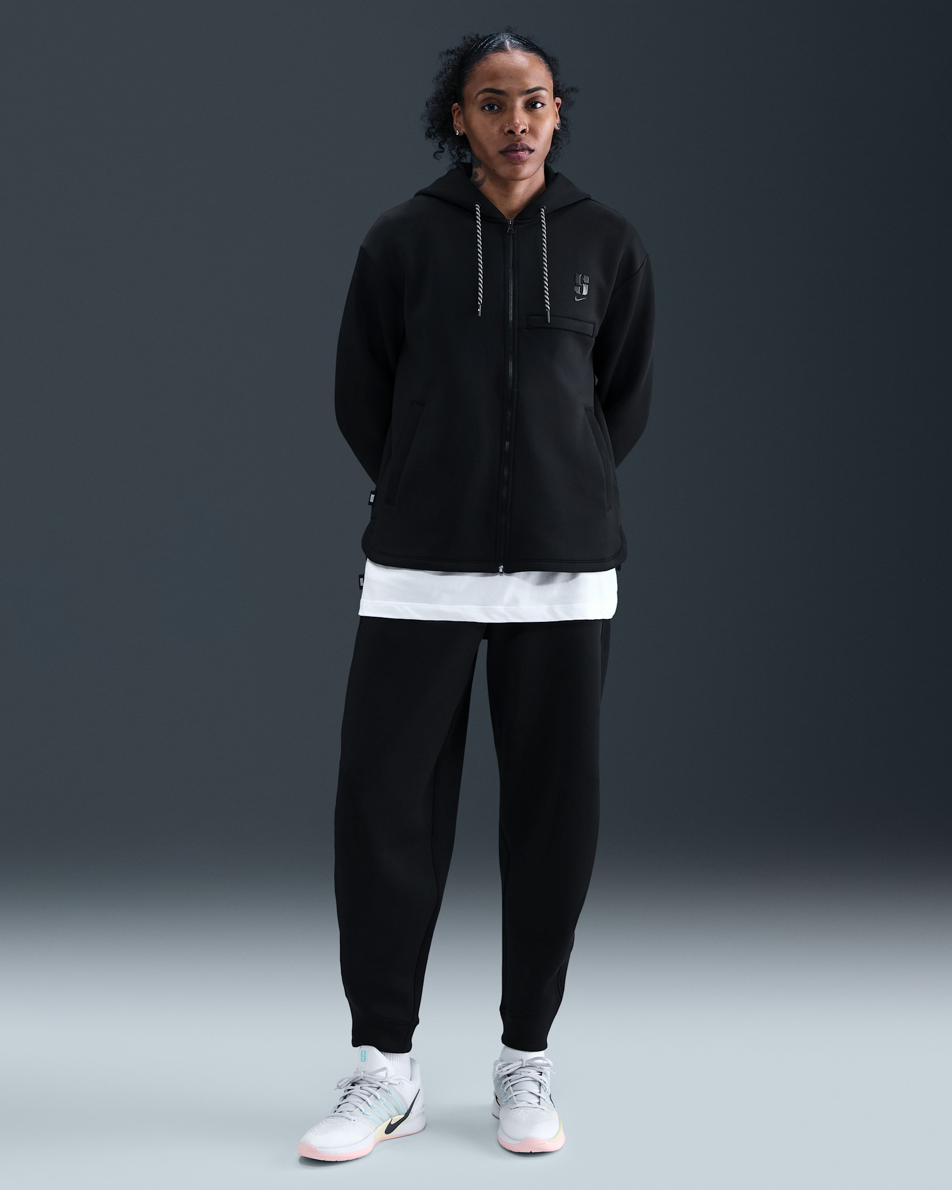 Pants de básquetbol Dri-FIT holgados Sabrina - Negro/Negro/Negro