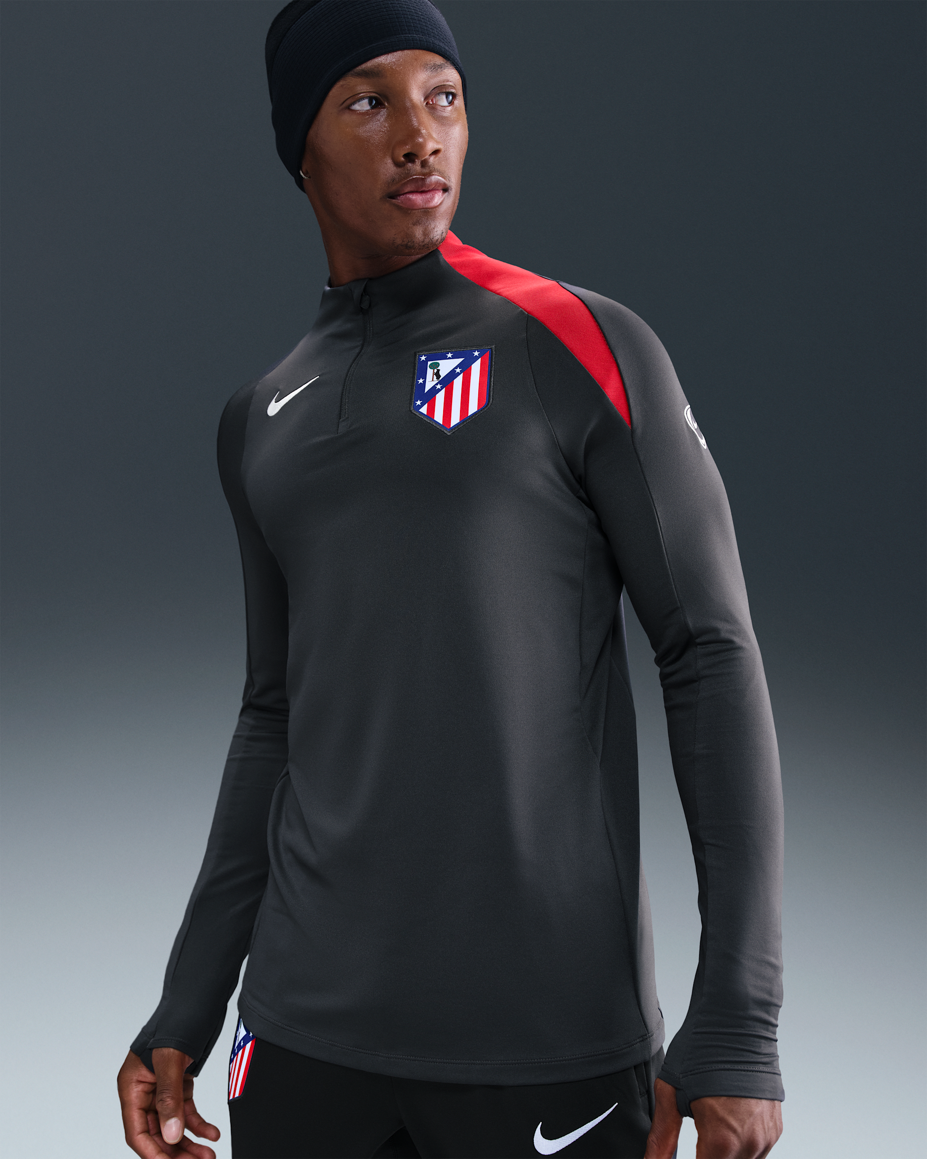 Atlético Madrid Strike Third Men's Nike Dri-FIT Total 90 Football Knit Drill Top - Anthracite/Sport Red/White