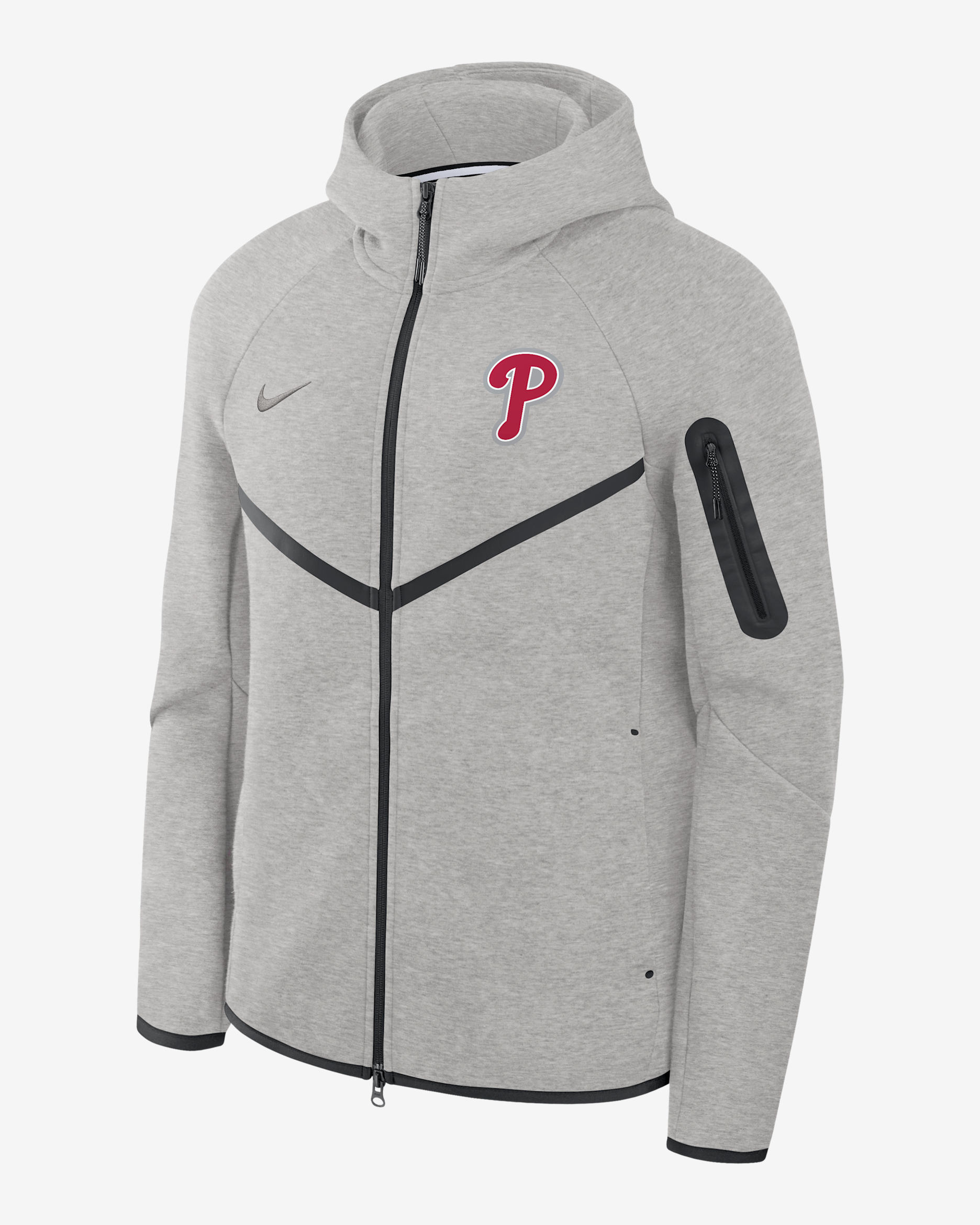 Philadelphia Phillies Tech Fleece Windrunner Men's Nike MLB Full-Zip Hooded Jacket - Dark Grey Heather