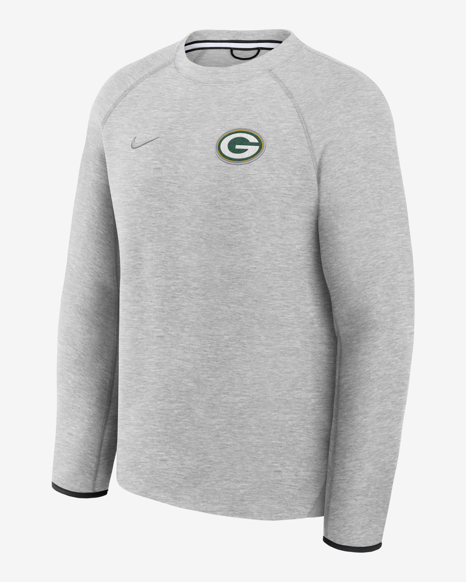 Green Bay Packers Tech Fleece Men's Nike NFL Pullover Crew - Grey Heather