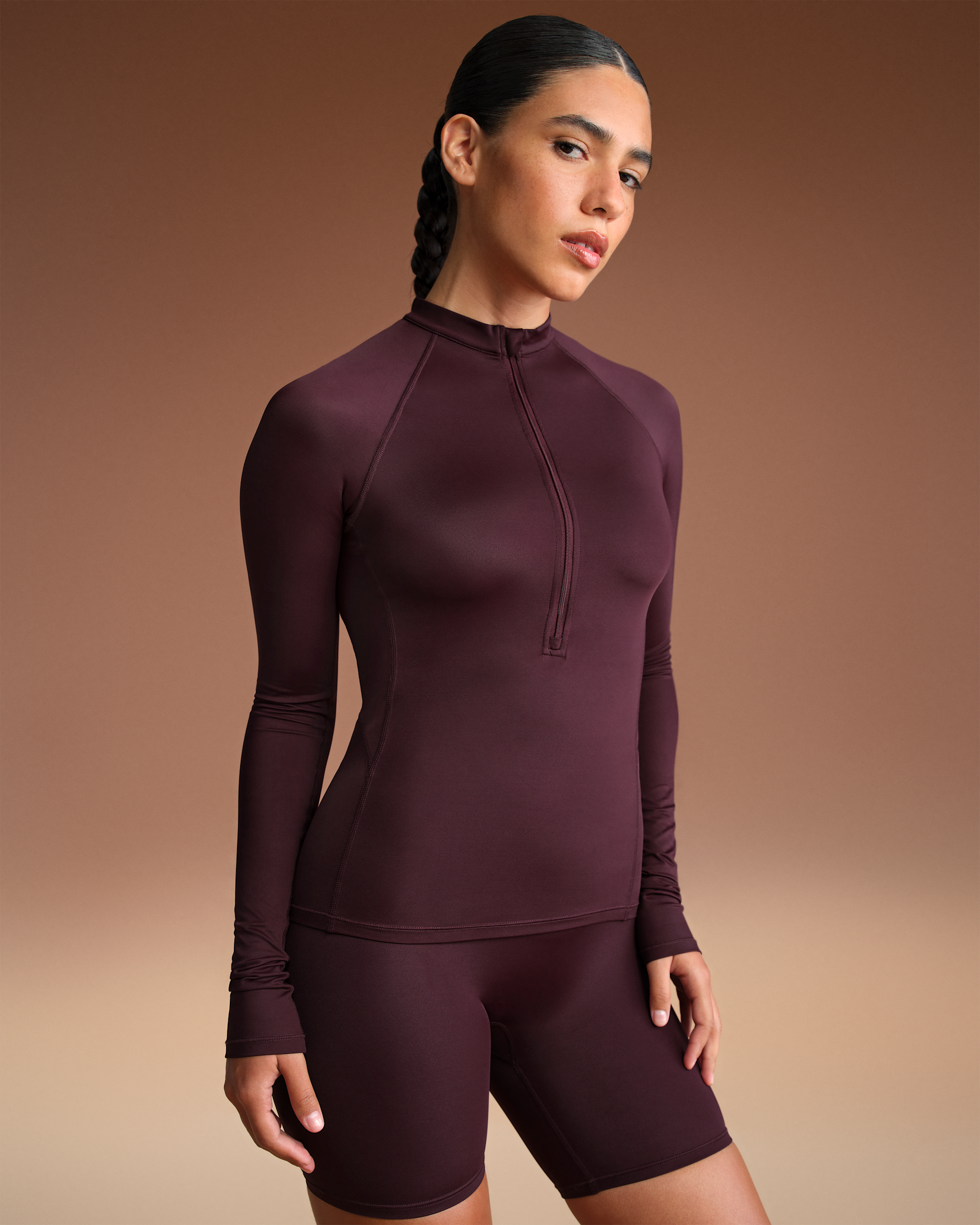 NikeSKIMS Shine Women's Long-Sleeve Half-Zip Top - NSKM CURRANT