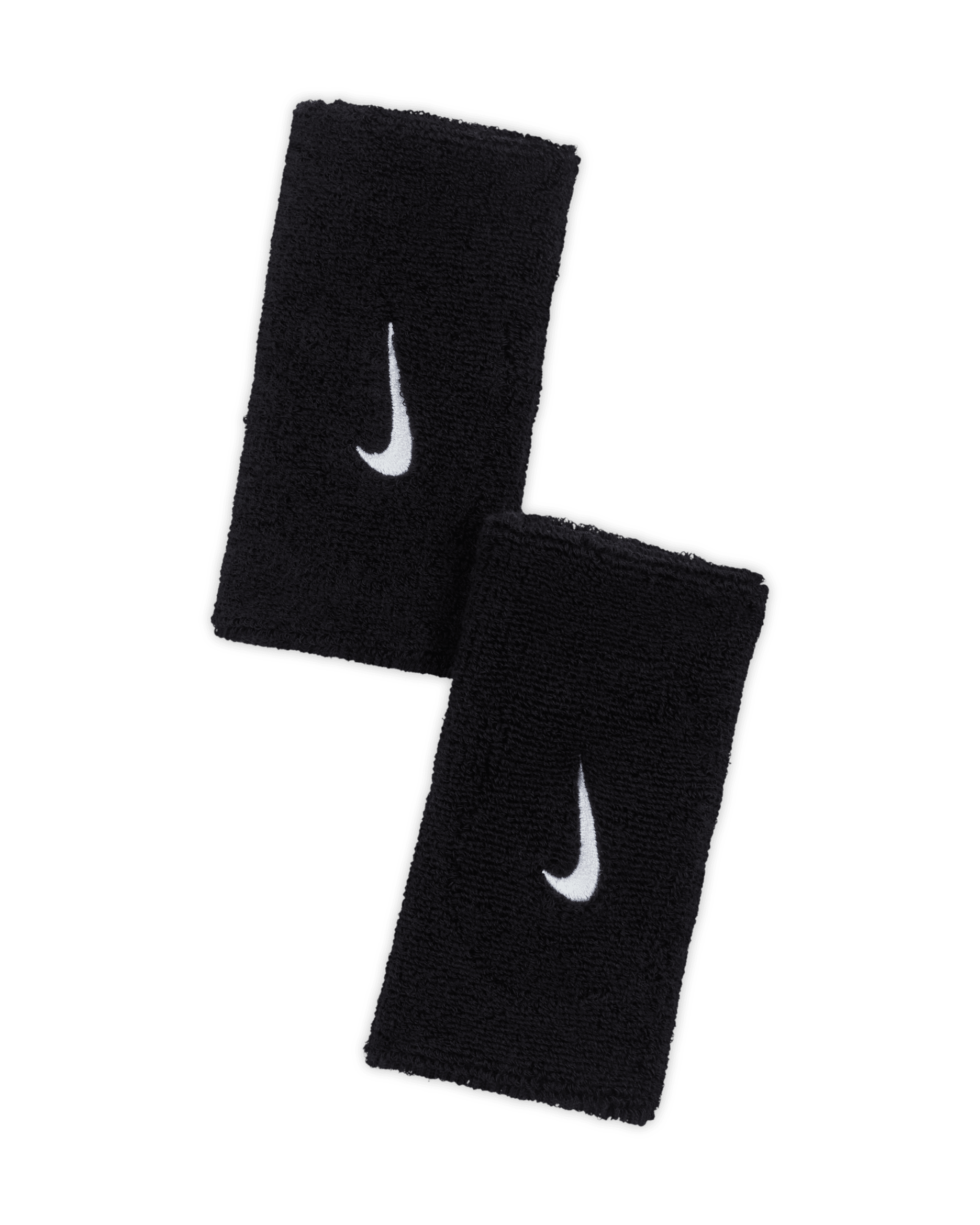 Fitas de pulso de largura dupla 2.0 Nike Swoosh (conjunto de 2) - Preto/Branco