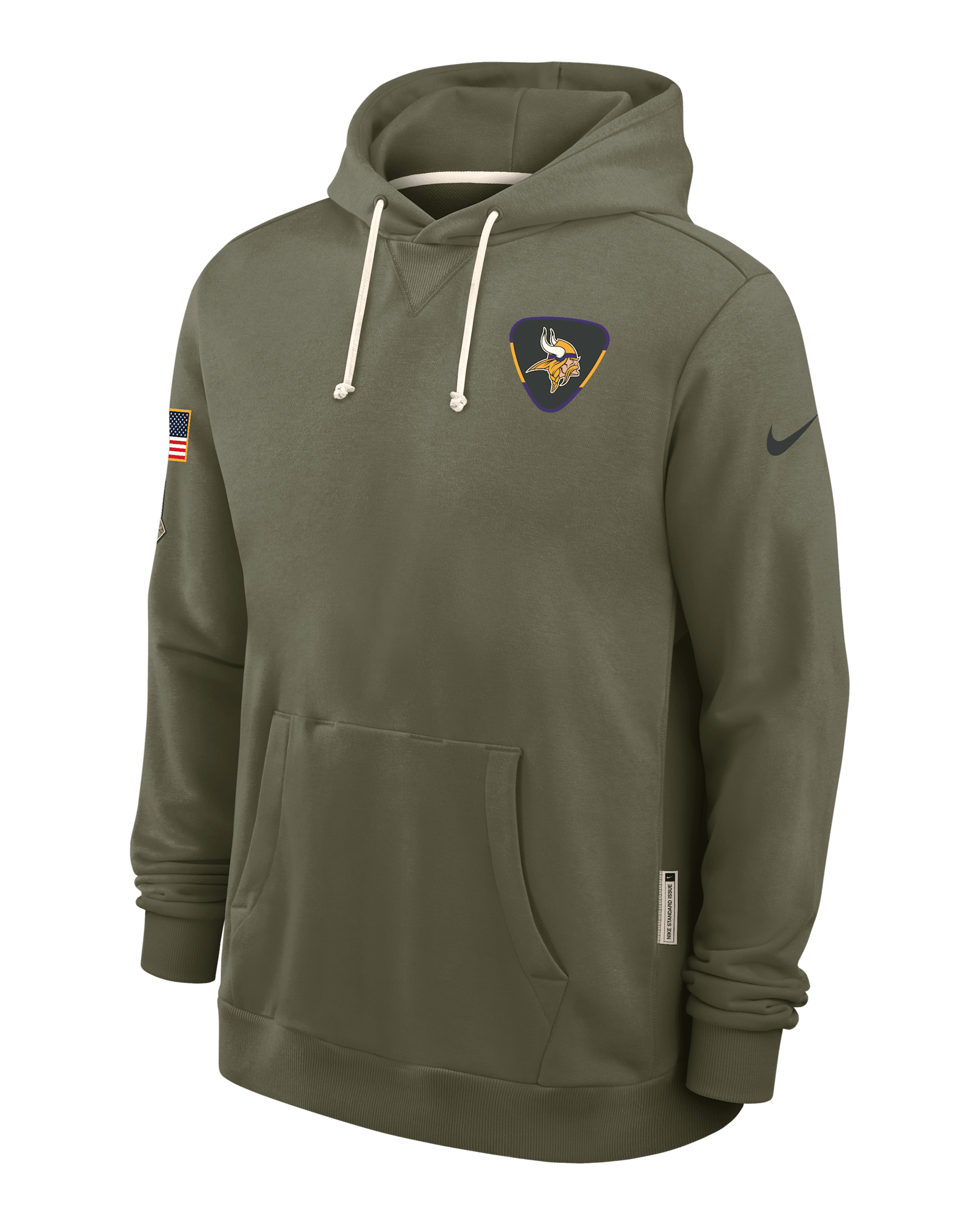 Minnesota Vikings Salute to Service Sideline Dominant Force Men's Nike Dri-FIT NFL Pullover Hoodie - Medium Olive
