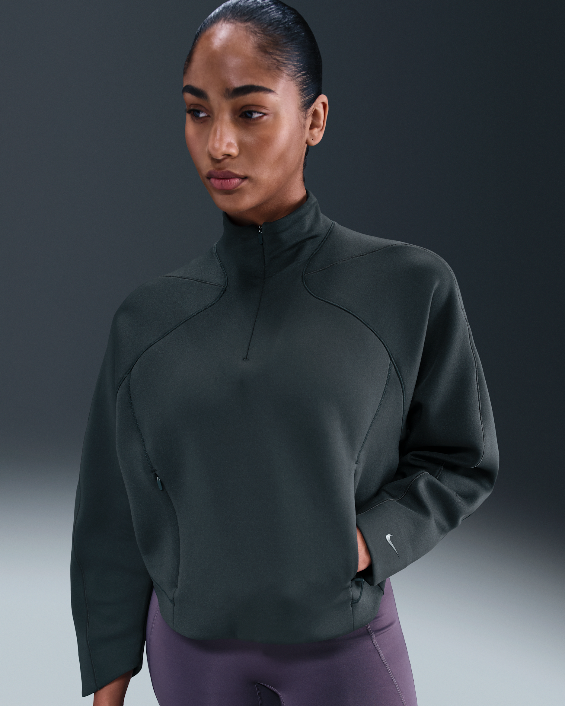 Nike Universa Women's Dri-FIT 1/4-Zip Top - Seaweed/Seaweed/Black Spruce