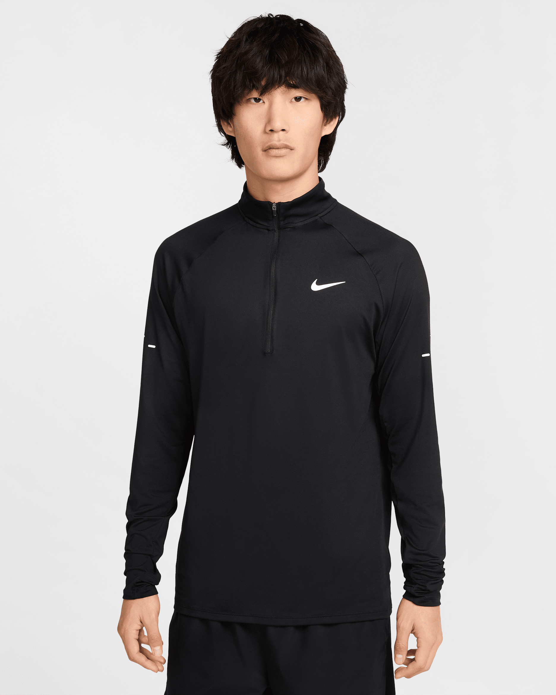 Nike Stride 男款 Dri-FIT 1/4 拉鍊開襟跑步上衣 - 黑色