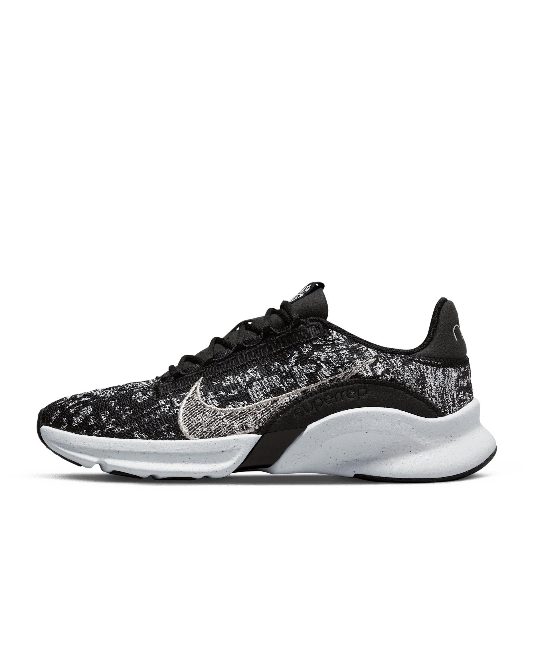 Nike SuperRep Go 3 Flyknit Next Nature Women's Workout Shoes - Black/White/Metallic Silver