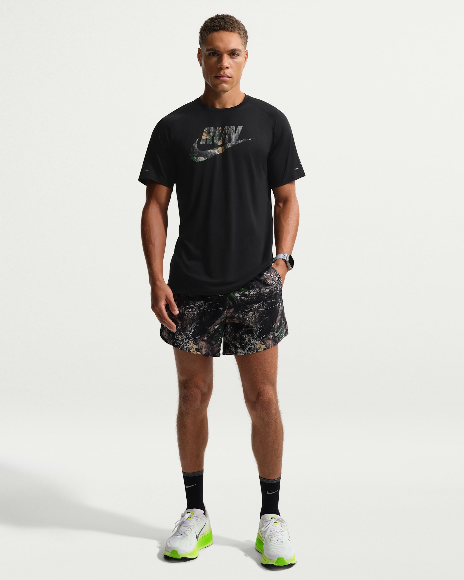 Calções de running forrados com slips de 13 cm Dri-FIT Realtree® Nike Stride para homem - Anthracite/Preto