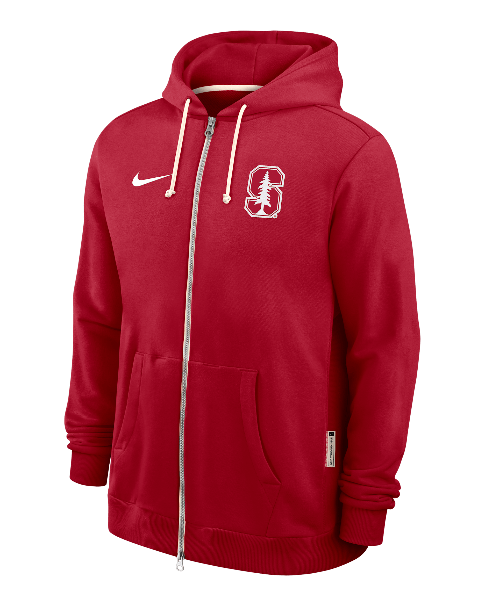 Sudadera con gorro universitaria Nike Dri-FIT de cierre completo para hombre Stanford Sideline - Carmesí