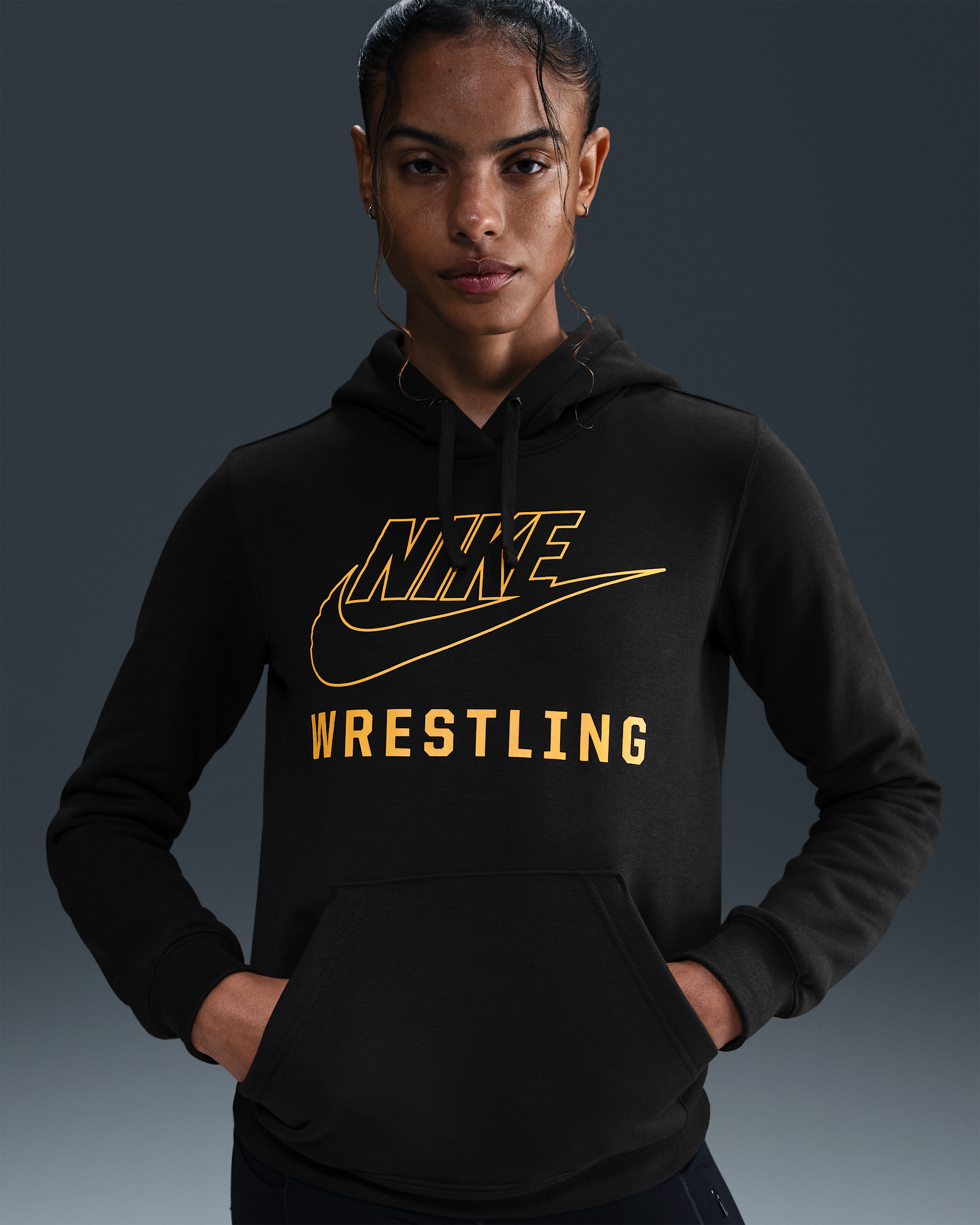 Sudadera con gorro sin cierre de lucha para mujer Nike - Negro