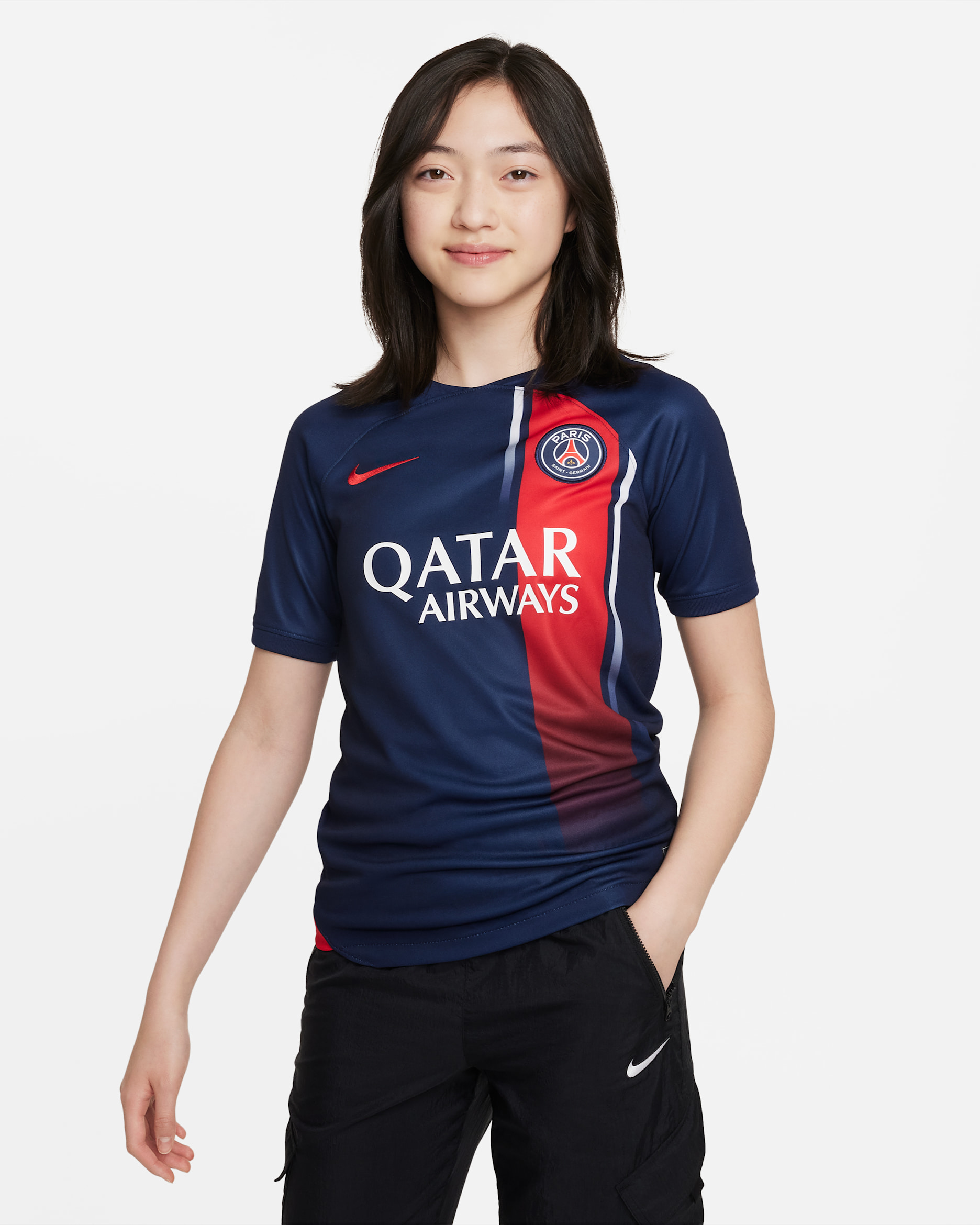 Paris Saint-Germain 2023/24 Stadium Home Older Kids' Nike Dri-FIT Football Shirt - Midnight Navy/University Red/University Red