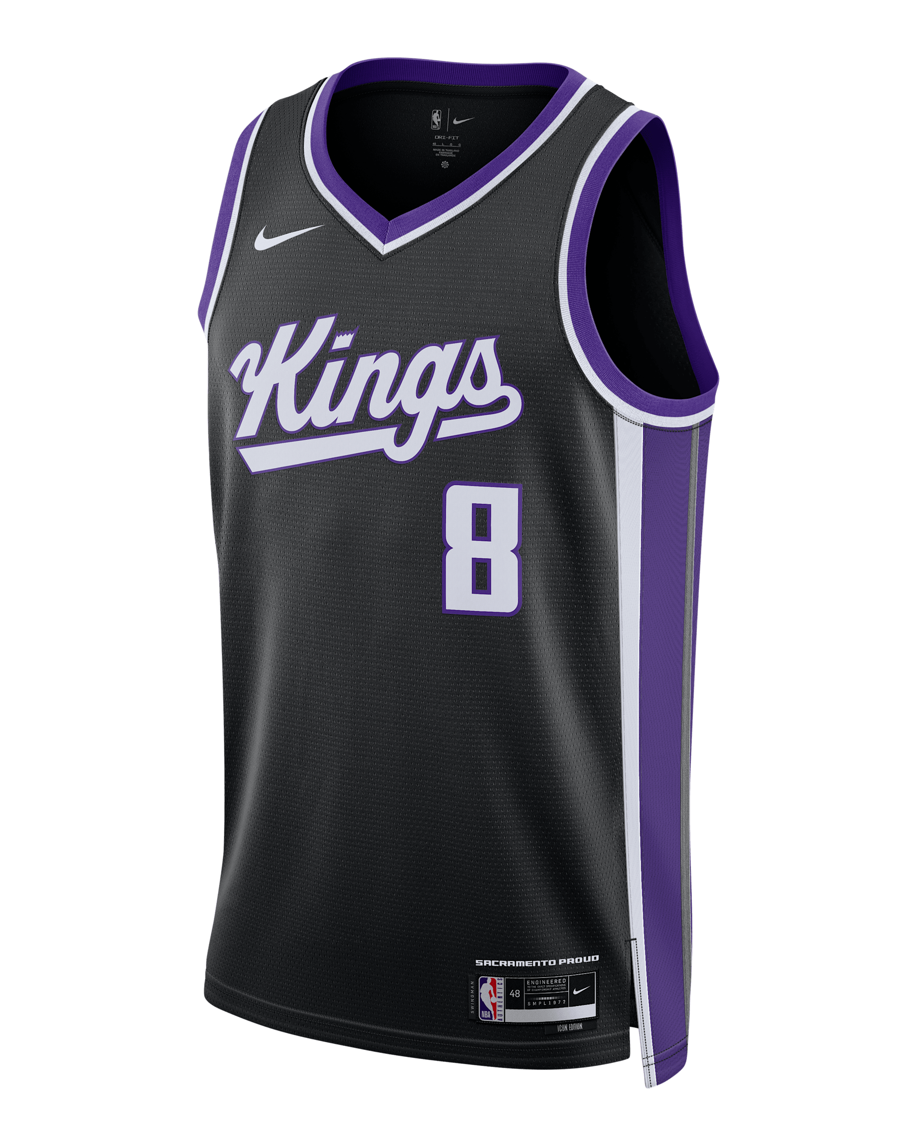 Jersey Nike Dri-Fit Swingman de la NBA Sacramento Kings Icon Edition - Negro
