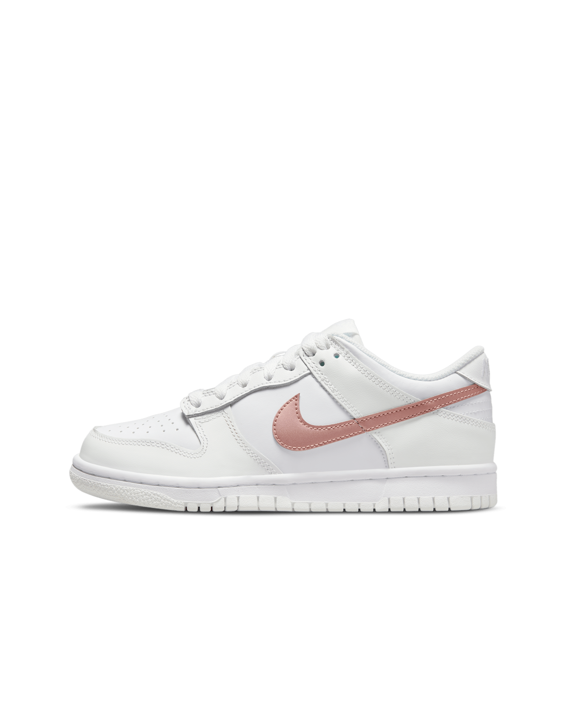 Nike Dunk 低筒大童鞋款 - 白色/Summit White/Metallic Red Bronze