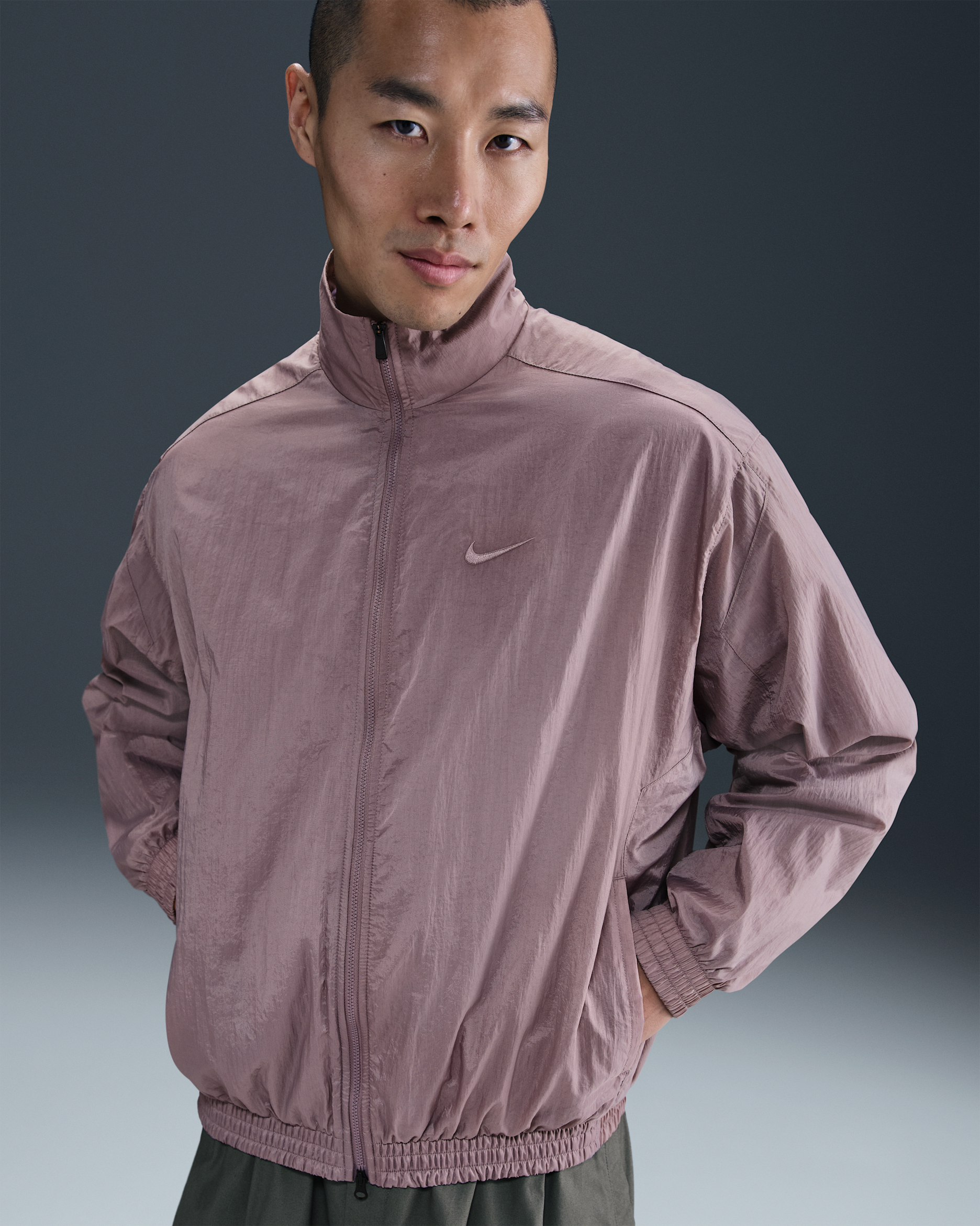 나이키 클럽 남성 오버사이즈 우븐 트랙 재킷 - 토프 그레이/라이트 레몬 트위스트/토프 그레이