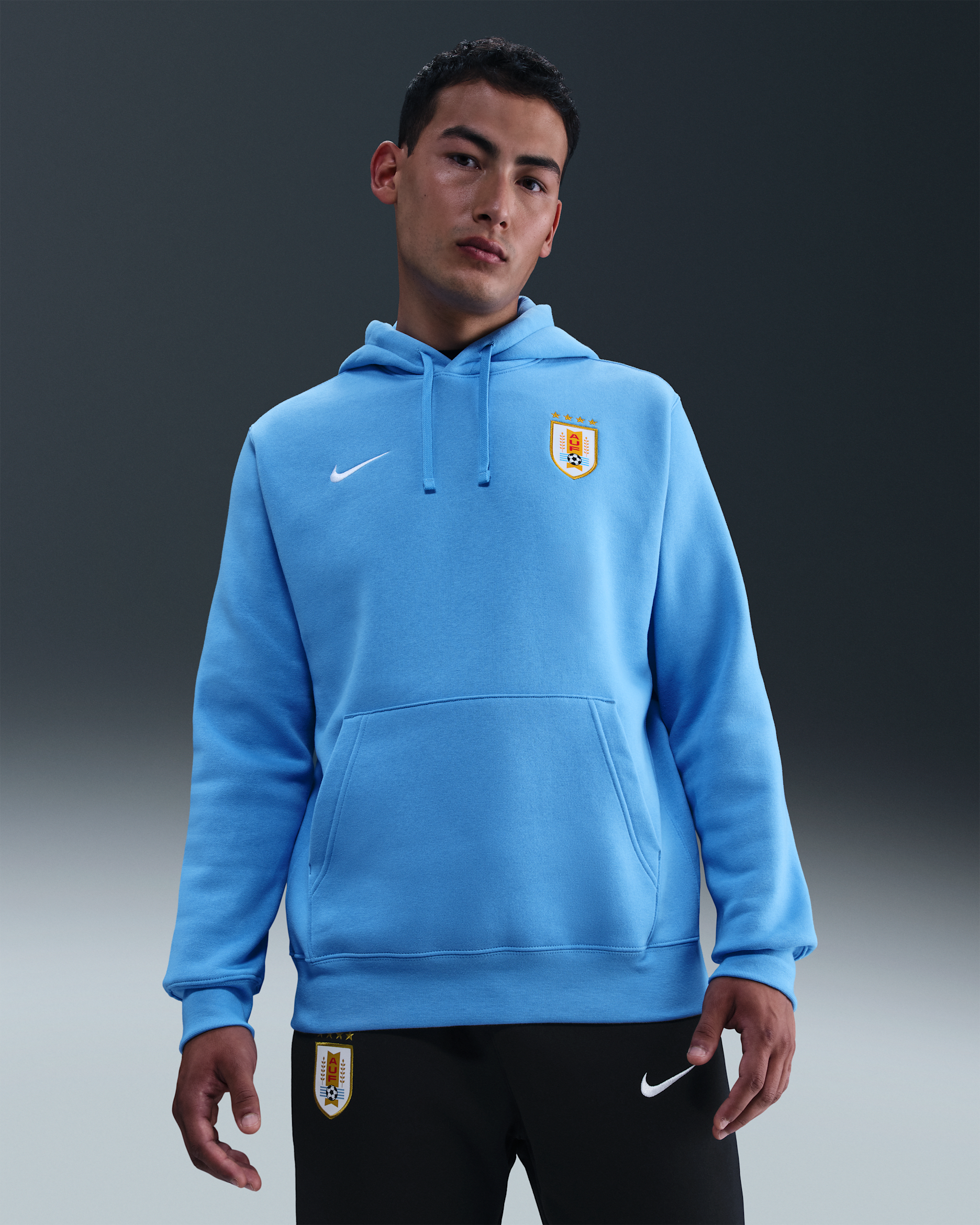 Sudadera de fútbol con gorro sin cierre Nike para hombre Uruguay Club - Azul universitario/Blanco