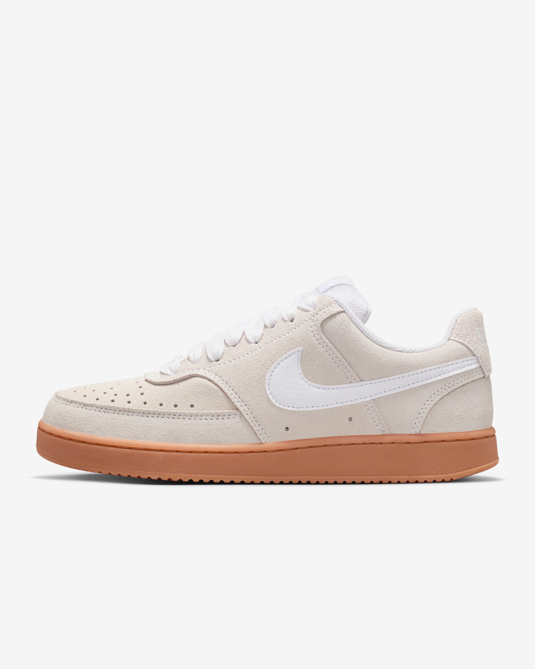 Sapatilhas Nike Court Vision Low para mulher - Branco/Castanho Gum médio/Preto
