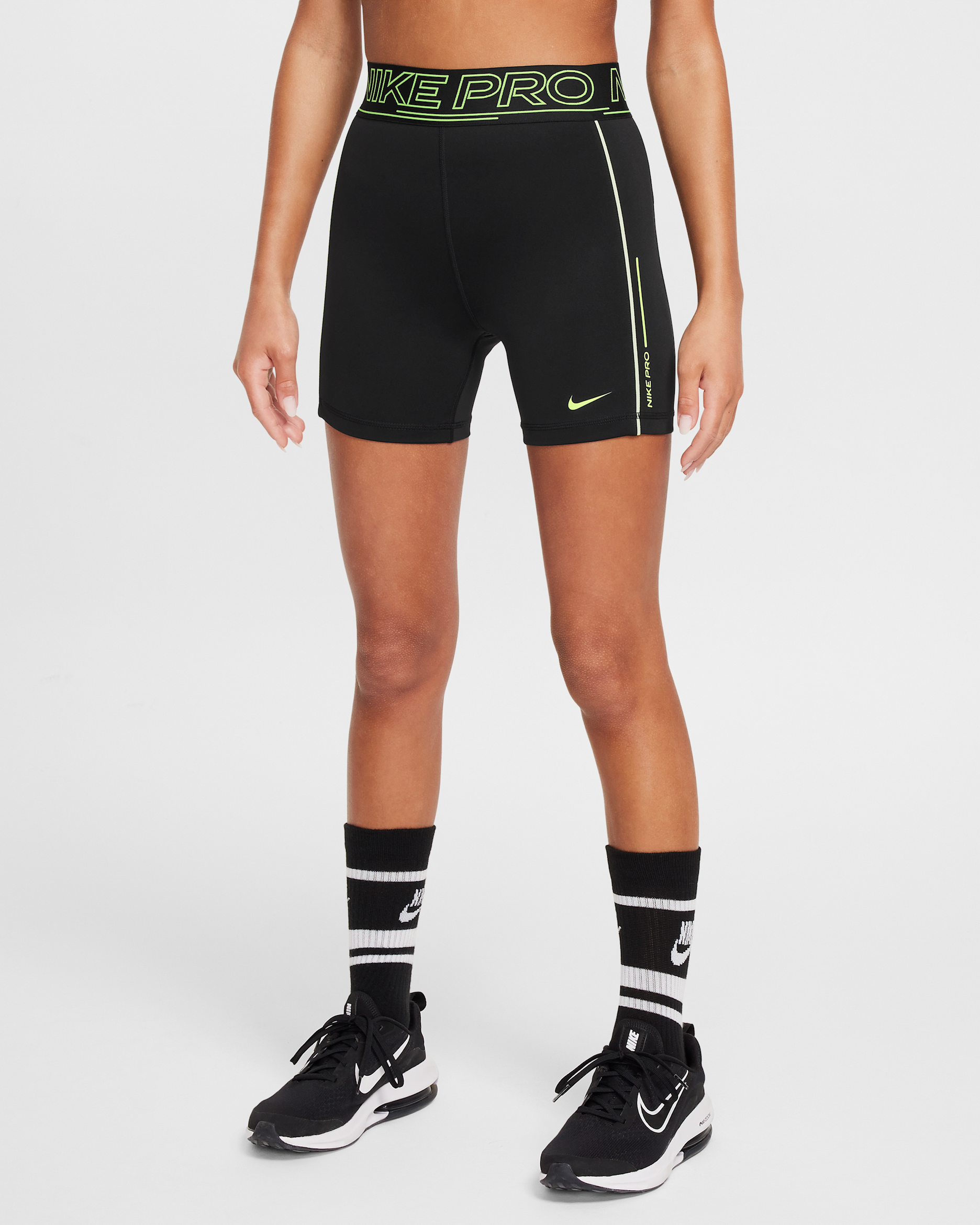 Shorts Dri-FIT de 8 cm para niña Nike Pro - Negro/Volt/Volt