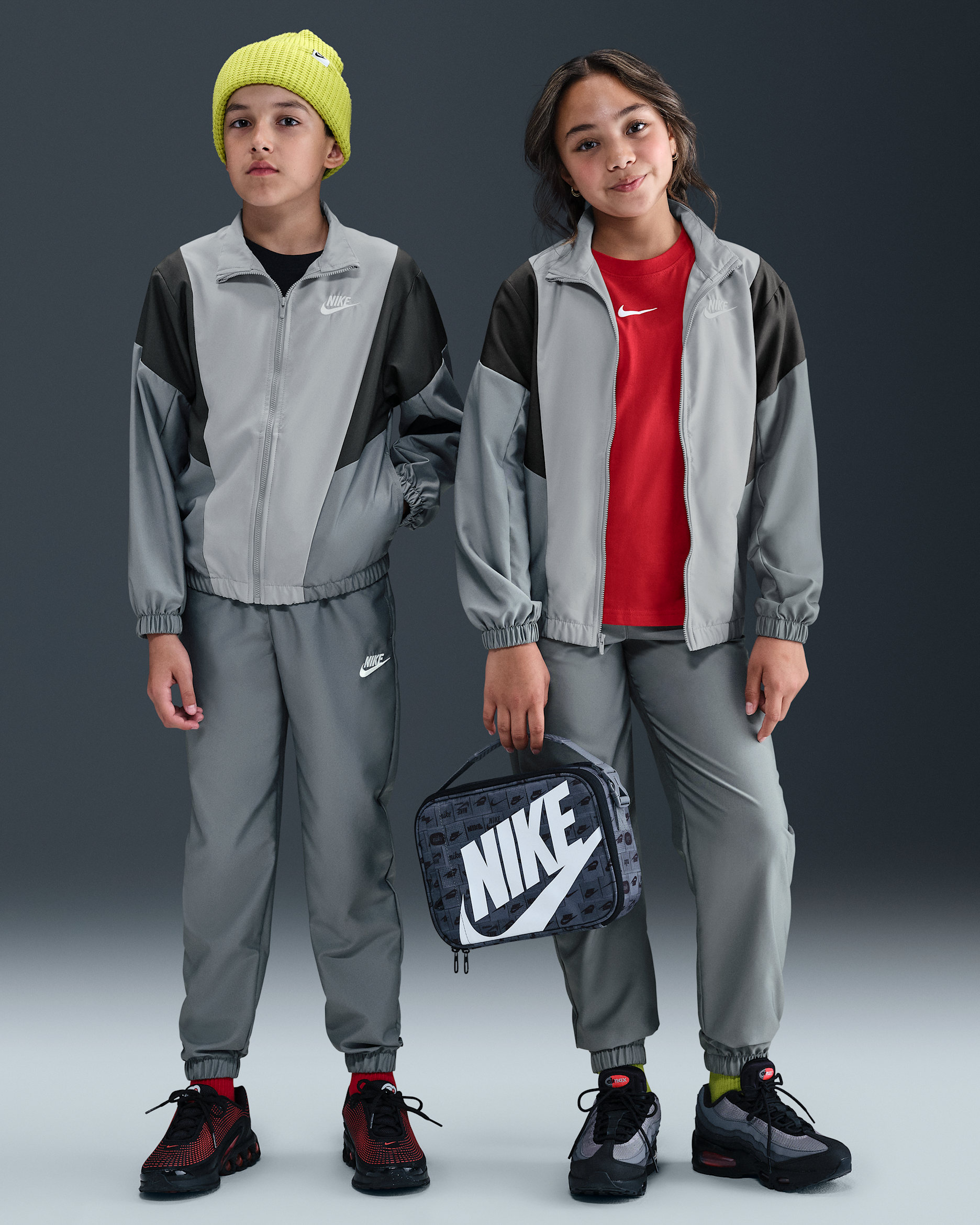 Nike Sportswear Big Kids' Woven Tracksuit - Smoke Grey/Light Smoke Grey/Anthracite/White