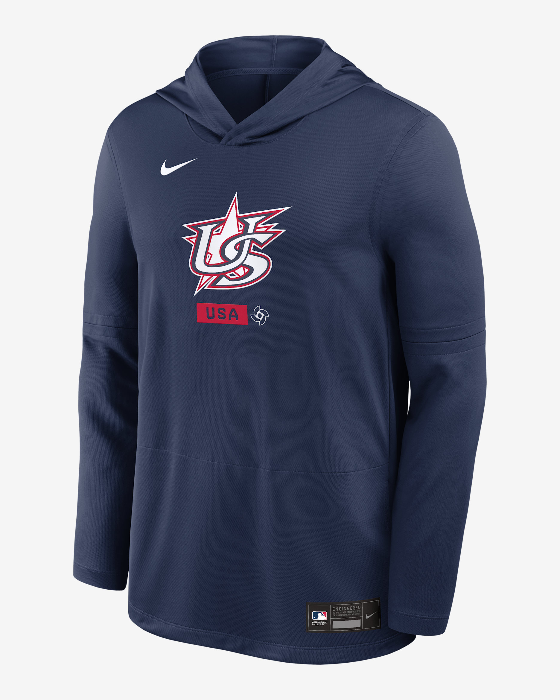 USA Baseball 2026 World Baseball Classic Men's Nike Dri-FIT Long-Sleeve Hooded Top - Navy