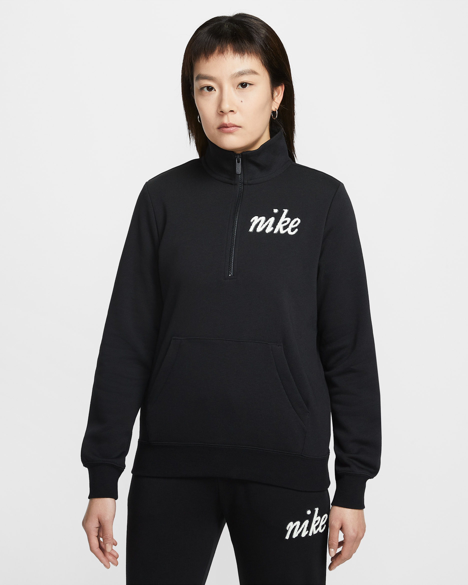 Nike Sportswear Club Fleece Women's 1/4-Zip Sweatshirt - Black/Coconut Milk