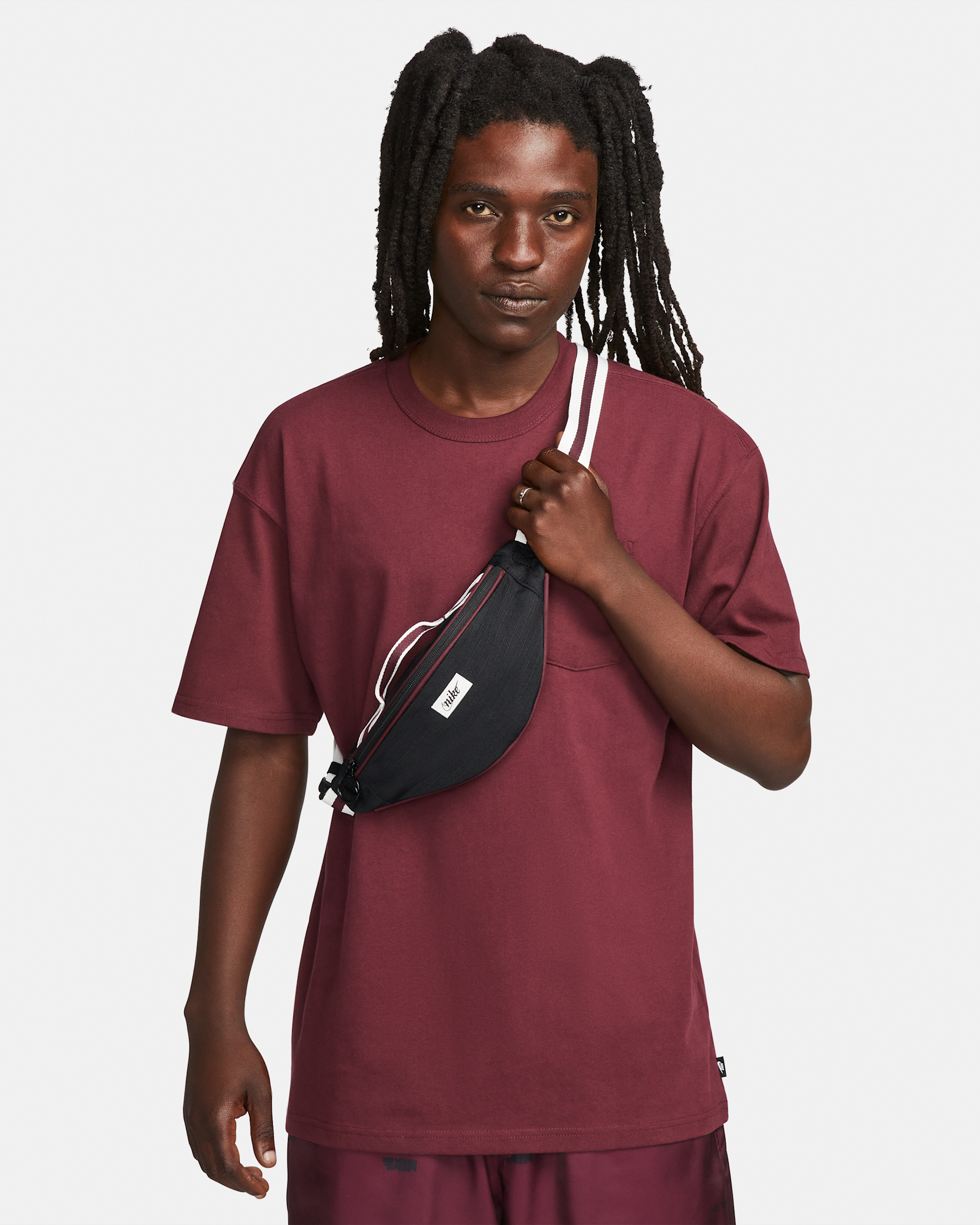 Nike Heritage Retro Hip Pack (Small, 1L) - Black/Sail/Night Maroon