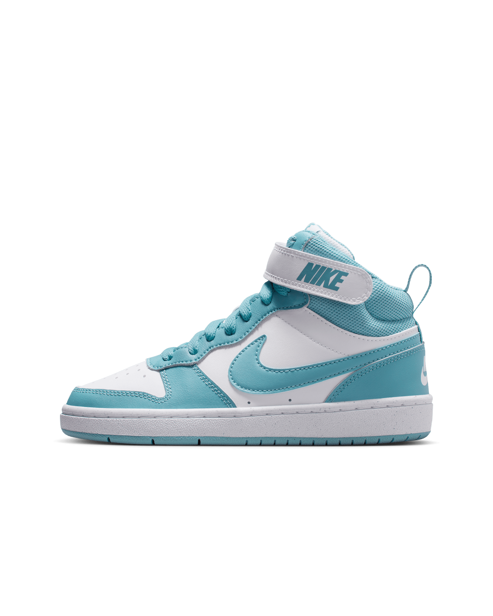 Tenis para niños grandes Nike Court Borough Mid 2 - Blanco/Denim turquesa