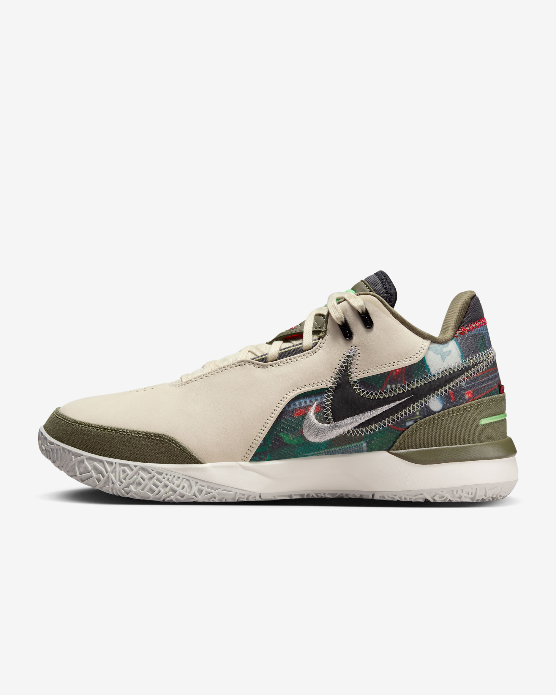 LeBron NXXT Gen AMPD x FaZe Basketball Shoes - Light Cream/Medium Olive/Metallic Silver/Black