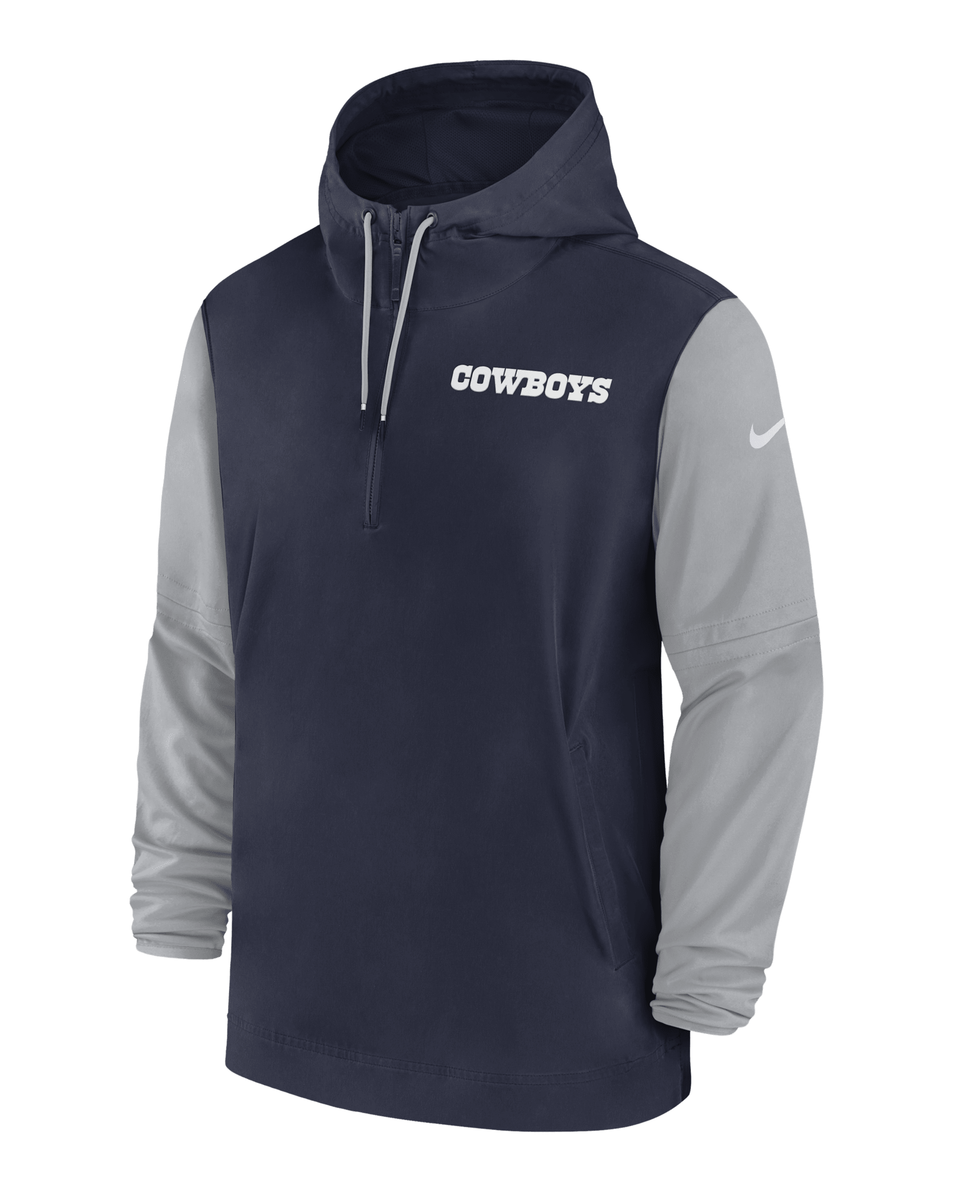 Chamarra de la NFL Nike con gorro de medio cierre para hombre Dallas Cowboys Sideline Pre-Game Player - Azul marino