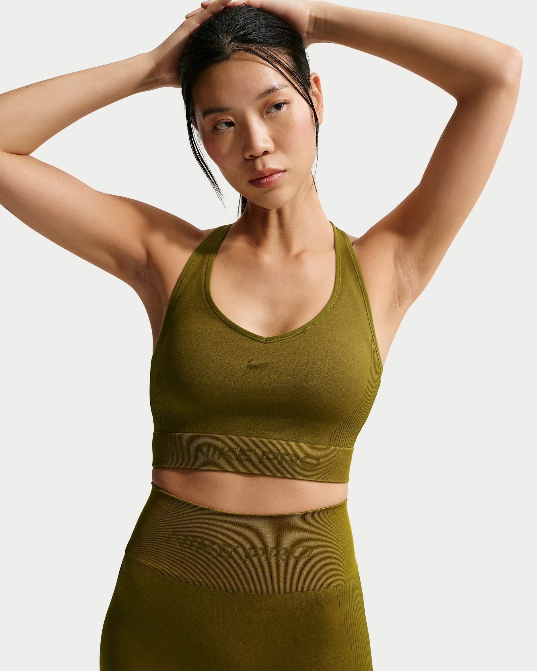 Nike Pro Seamless Women's Dri-FIT Cropped Tank Top - Olive Flak