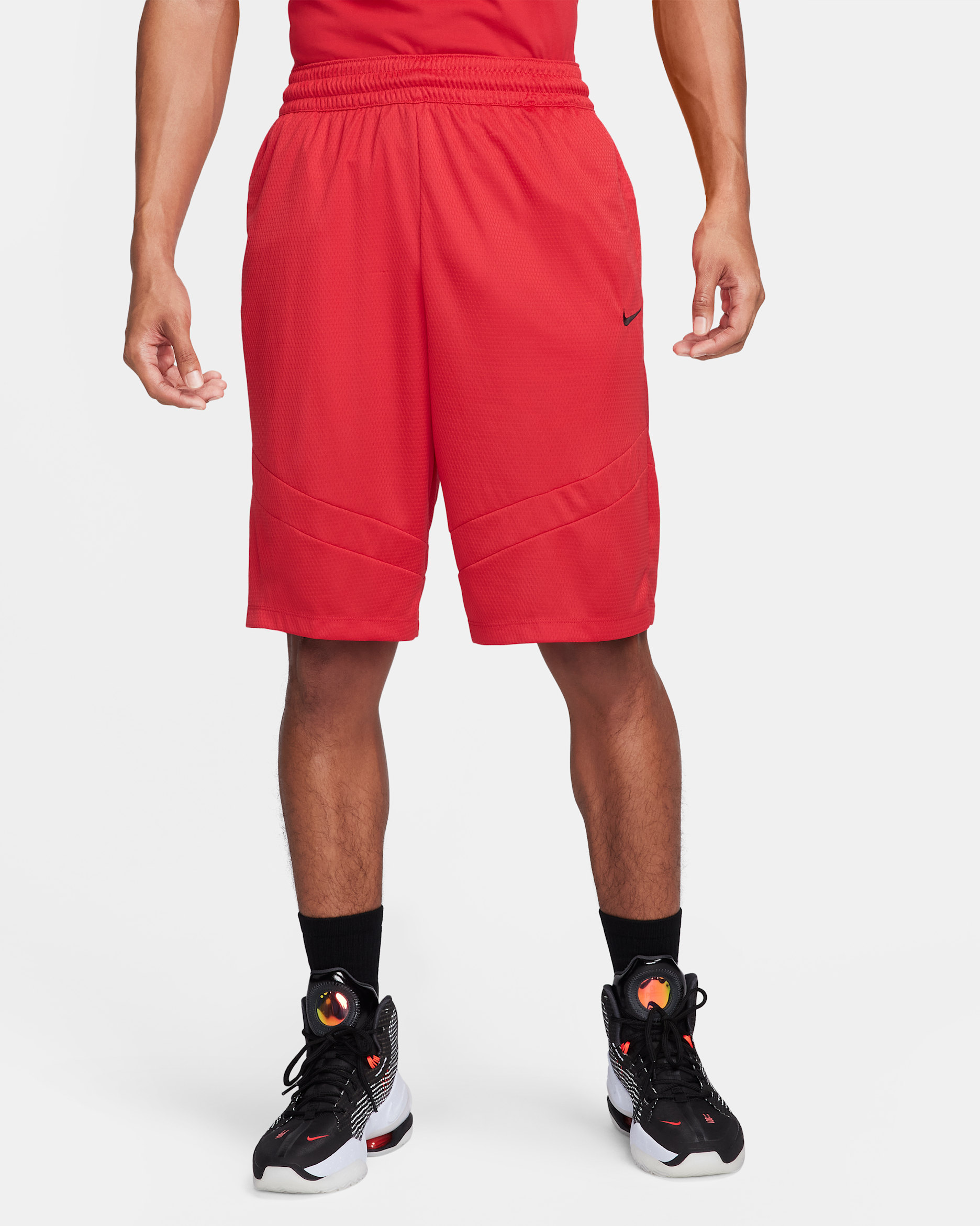 Shorts de básquetbol Dri-FIT de 28 cm para hombre Nike Icon - Rojo universitario/Rojo universitario/Negro